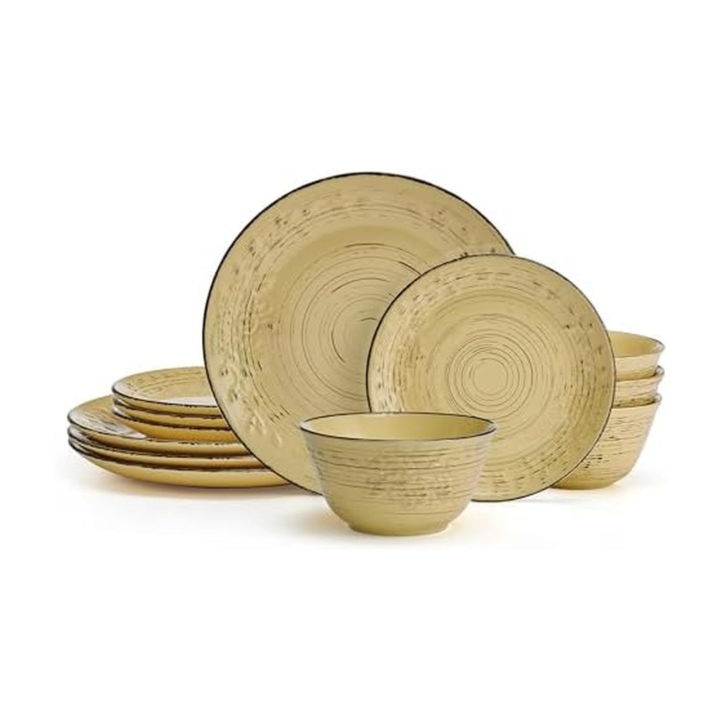 Pfaltzgraff Trellis White 16-Piece Stoneware Dinnerware Set, Service for 4, Distressed White Finish, Microwave & Dishwasher Safe Plates and Bowls