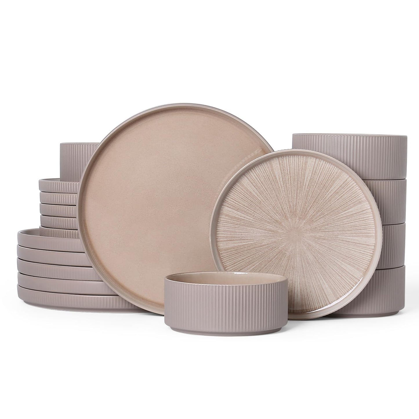 Dinnerware Sets for 4, Ceramic Plates and Bowls Set 12 Piece Dinnerware Chip Resistant Stoneware with Advanced Inkjet Printing Technology, Dishwasher and Microwave Safe-Dusty Blue