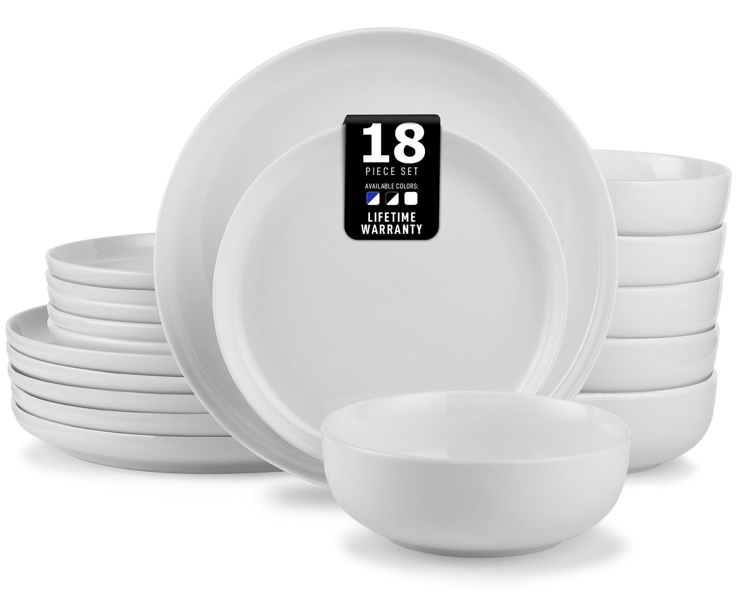 Zulay Kitchen Luna Plates and Bowls Sets, 16 Piece Modern Porcelain Dish Set for 4, Chip and Scratch Resistant Square Dinnerware Set, Microwave and Dishwasher Safe, Pearl White