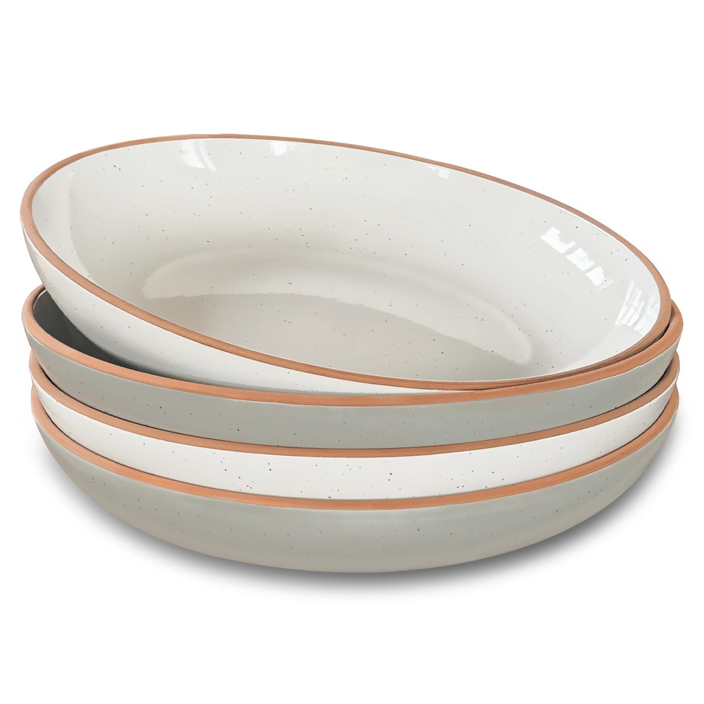Mora Ceramic Artisan Matte Large Pasta Bowls 30oz, Set of 4 - Serving, Salad, Dinner, etc Kitchen Plate/Wide Bowl - Microwave, Oven, Dishwasher Safe - Modern Porcelain Stoneware Dishes, Safari Colors