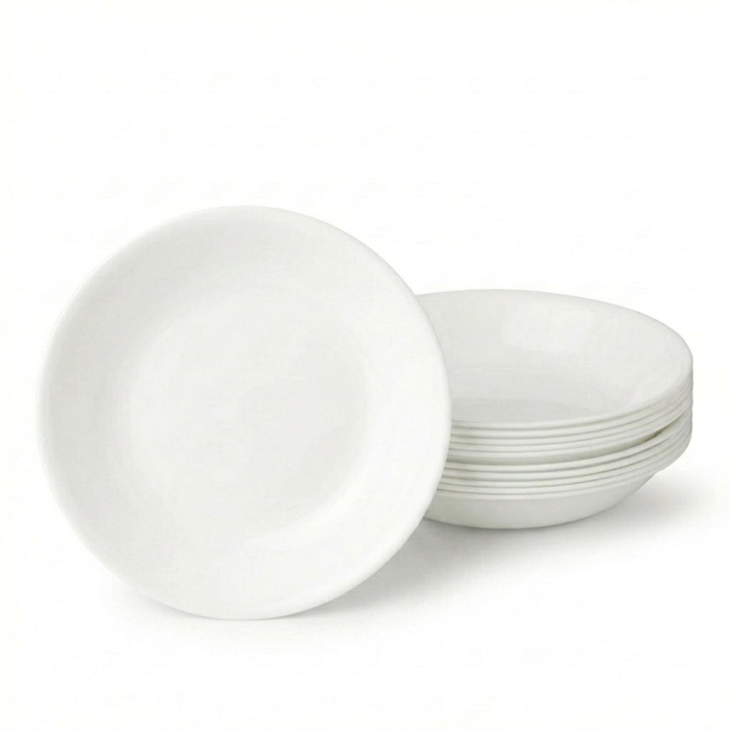 Corelle Vitrelle 8-Piece Dinner Plates Set Triple Layer Glass and Chip Resistant, Lightweight Round Plates, Winter Frost White