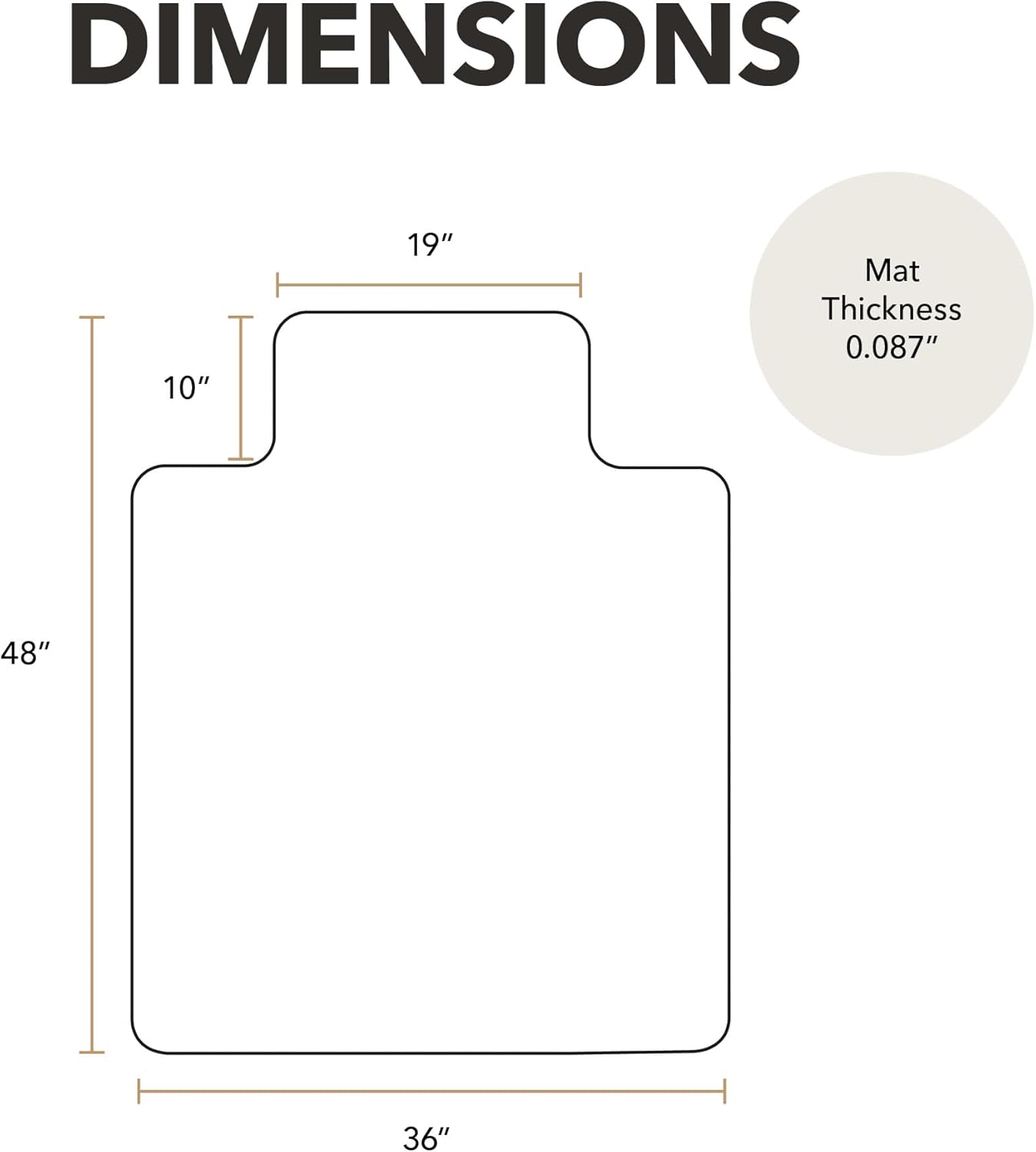 HON Office Chair Mat for Carpet, Clear Desk Mat with Extended Lip for Rolling Computer Chairs, Heavy Duty Vinyl Floor Protector for Low Pile Carpet, 36 x 48 in, Clear