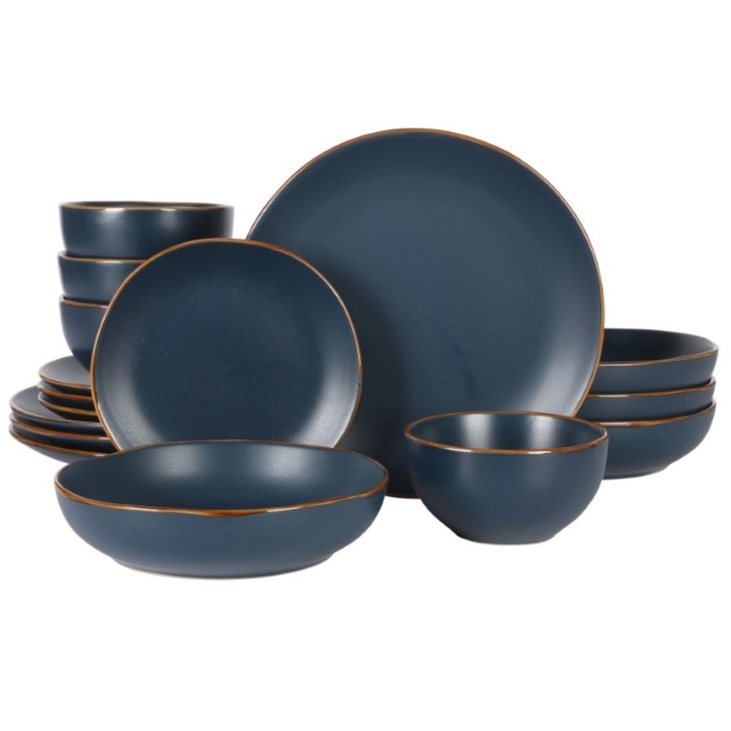 Gibson Home Cloudlight 12 Piece Plates and Bowls Dishes Brown and White - Decorated Porcelain Ceramic Dinnerware Set - Service for 4