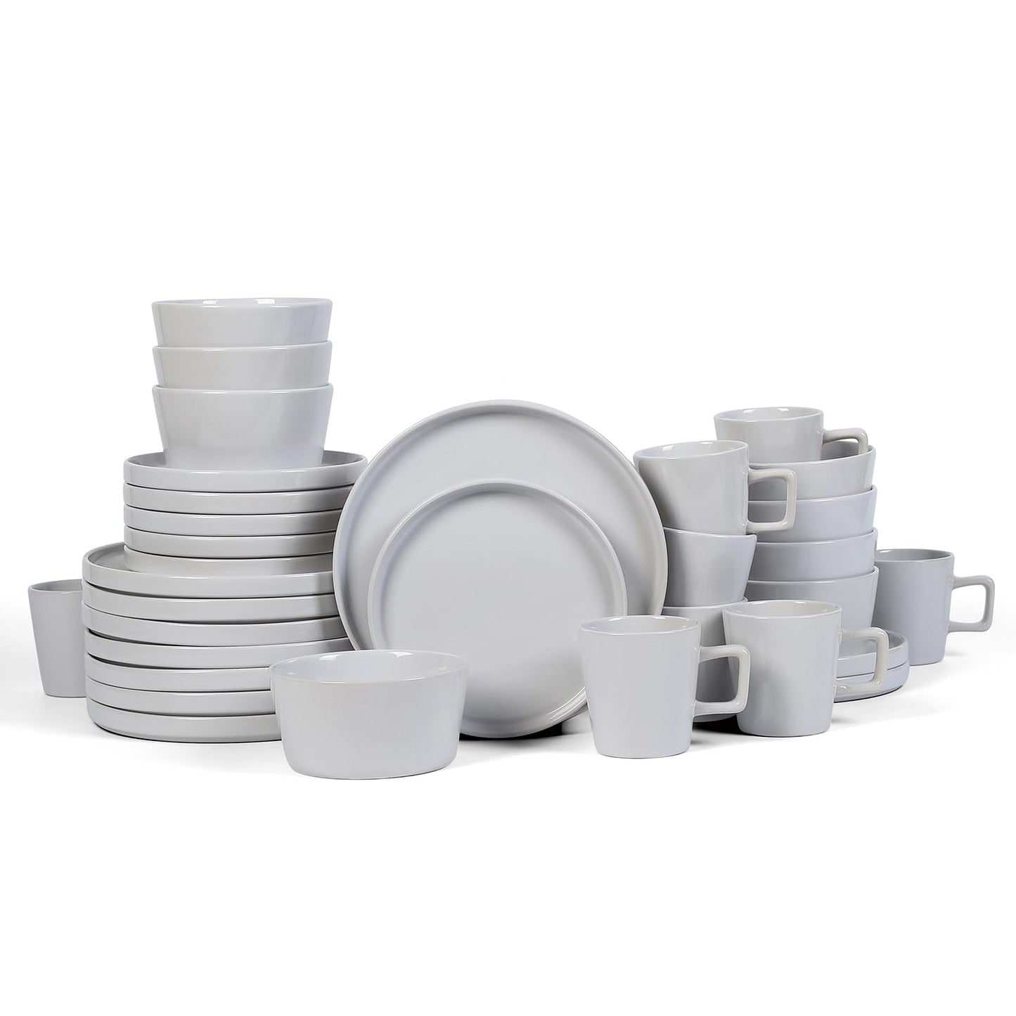 Stone Lain Celina Stoneware 16 Piece Dinnerware Set, Plates and Bowls, Black Matte Dish, Service for 4 – Minimalist Round Style, Microwave & Dishwasher Safe