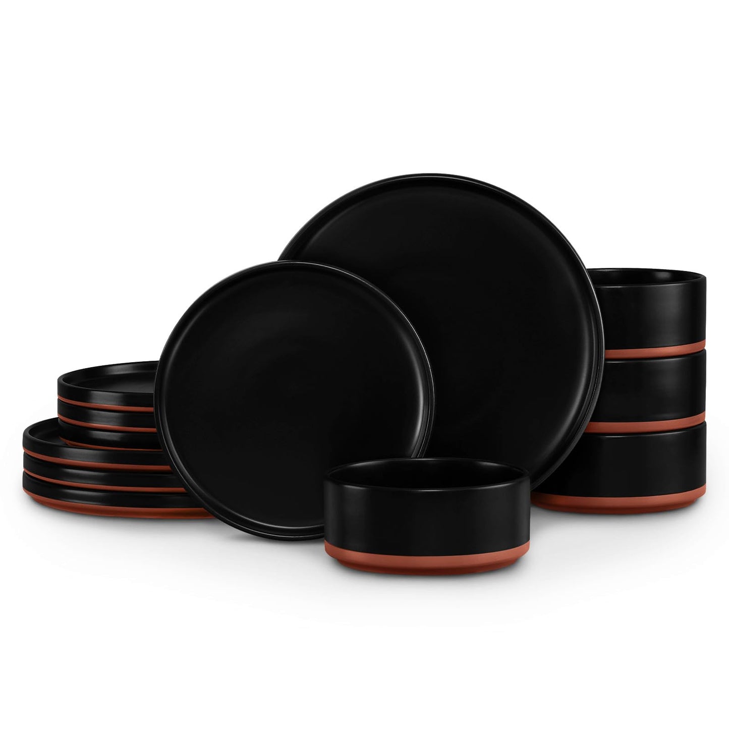 LIANYU Plates and Bowls Sets, 12 Pieces Stoneware Dinnerware Set for 4, Modern Kitchen Dinner Set Ceramic Dishware Dishes Set, Microwave and Dishwasher Safe, Cloud White