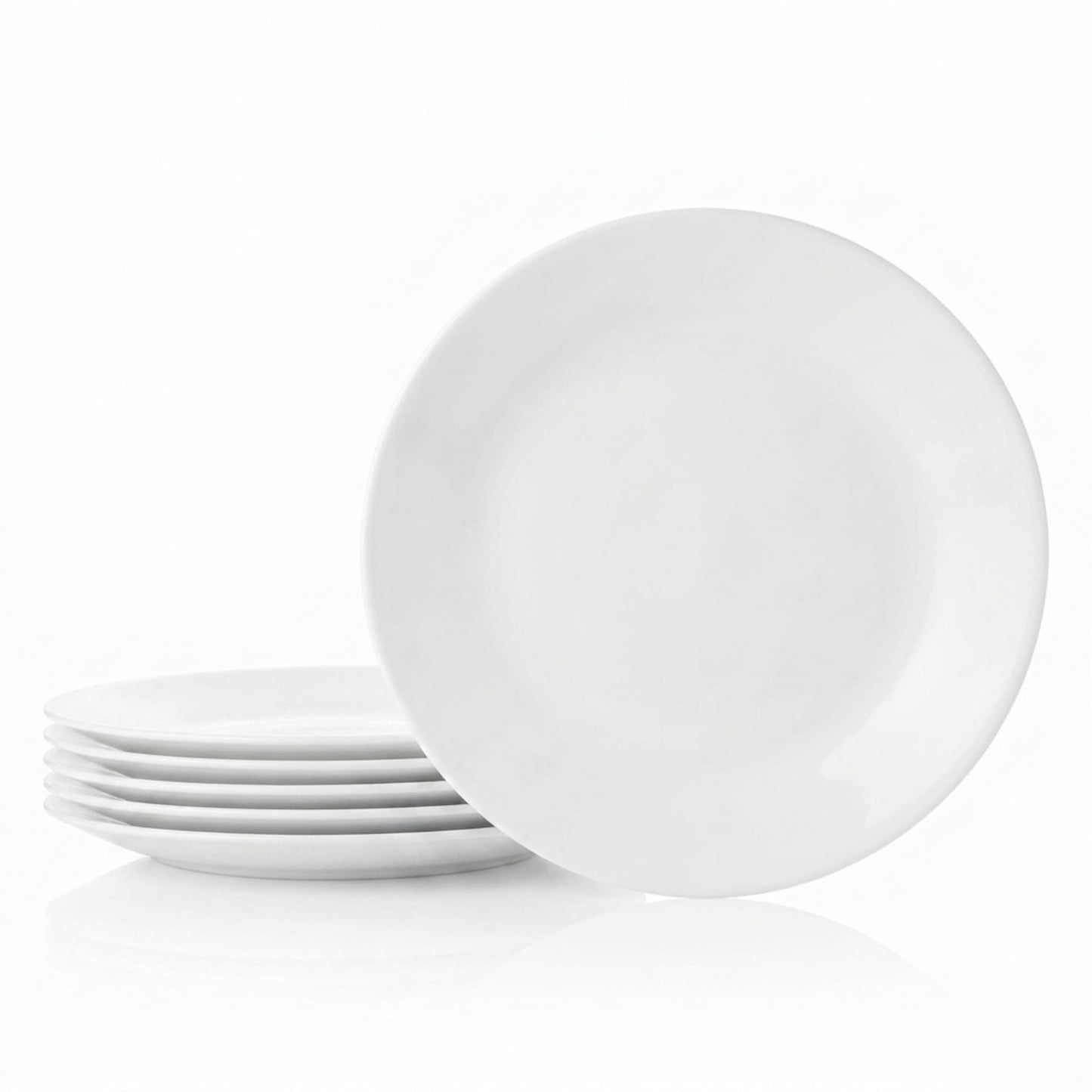 Corelle Vitrelle 8-Piece Dinner Plates Set Triple Layer Glass and Chip Resistant, Lightweight Round Plates, Winter Frost White