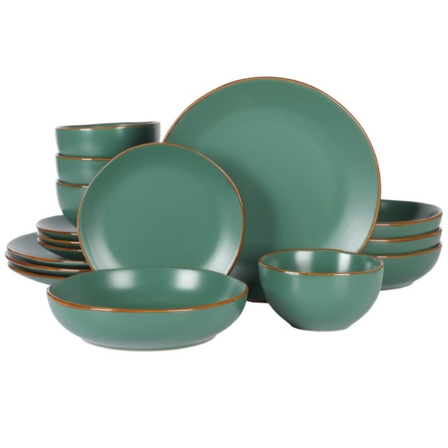 Gibson Home Cloudlight 12 Piece Plates and Bowls Dishes Brown and White - Decorated Porcelain Ceramic Dinnerware Set - Service for 4