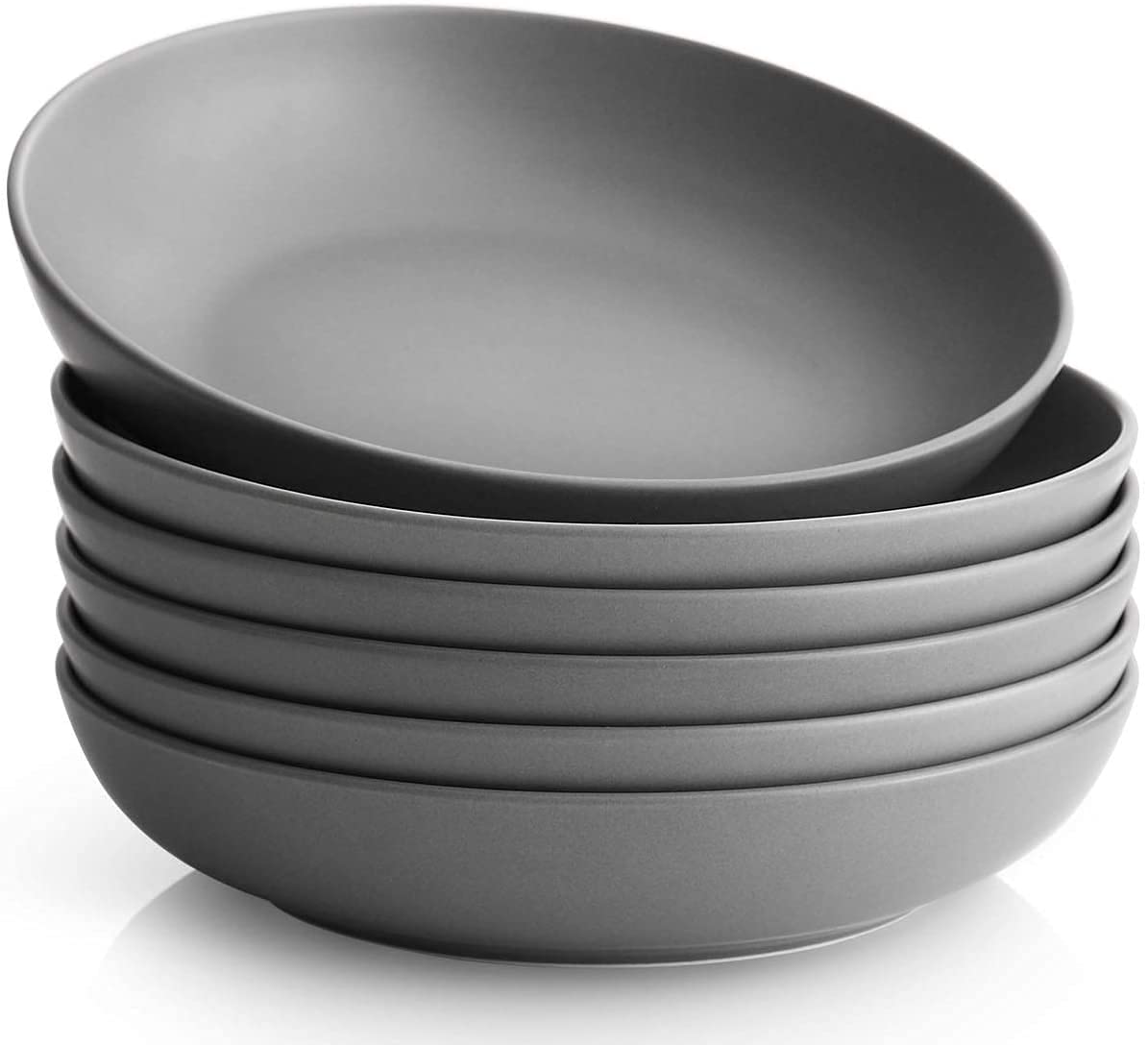 Y YHY 8.5'' Pasta Bowls Set of 6, 30 oz Ceramic Shallow Salad Bowls, Large Serving Soup Bowls Pasta Plates, Microwave & Dishwasher Safe Dinnerware Valentine's Day Gift, Gradient Blue