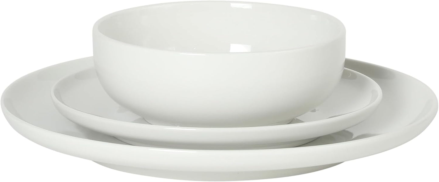 Gibson Home Havenstone 12-Piece Porcelain Dinnerware Set – Dinner Plates, Salad Plates & Bowls, Classic White Everyday Dish Set for Home, Kitchen, Microwave & Dishwasher Safe