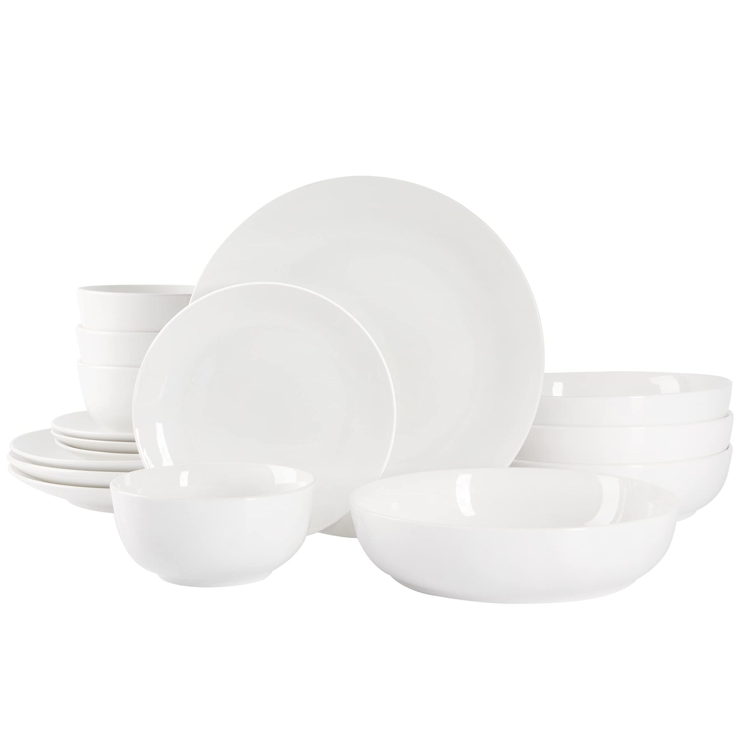 Gibson Home Oslo Dinnerware Set for 4, 16-Piece White Porcelain Plates and Bowls — Ceramic Dish Set | Microwave & Dishwasher Safe
