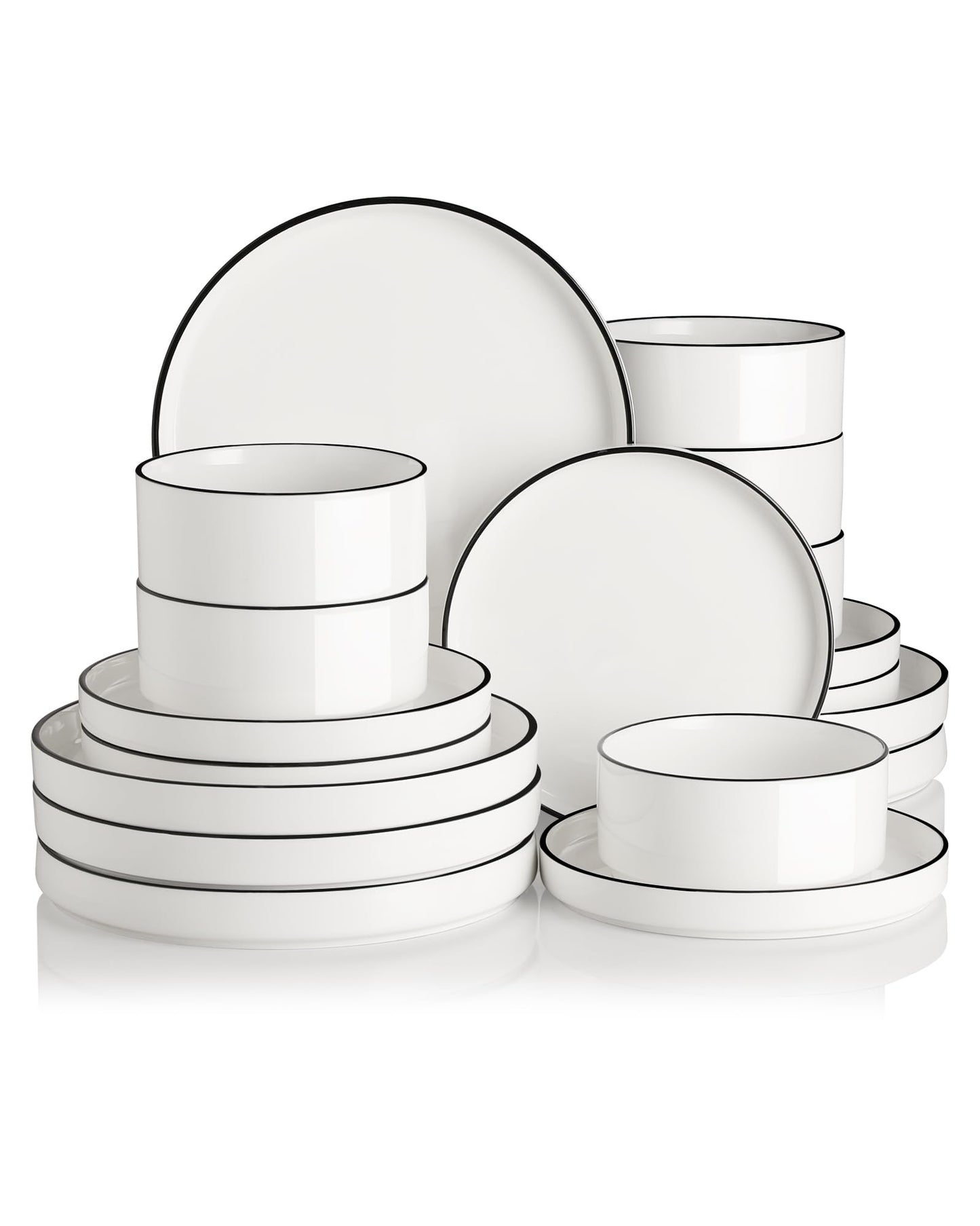 Sweejar Porcelain Dinnerware Sets for 4, 12 Pieces Ceramic Plates and Bowls Set, Classic Modern Simple Kitchen Dinner Dining Ware Set, Dishwasher and Microwave Safe Dishes Sets(Pure White)