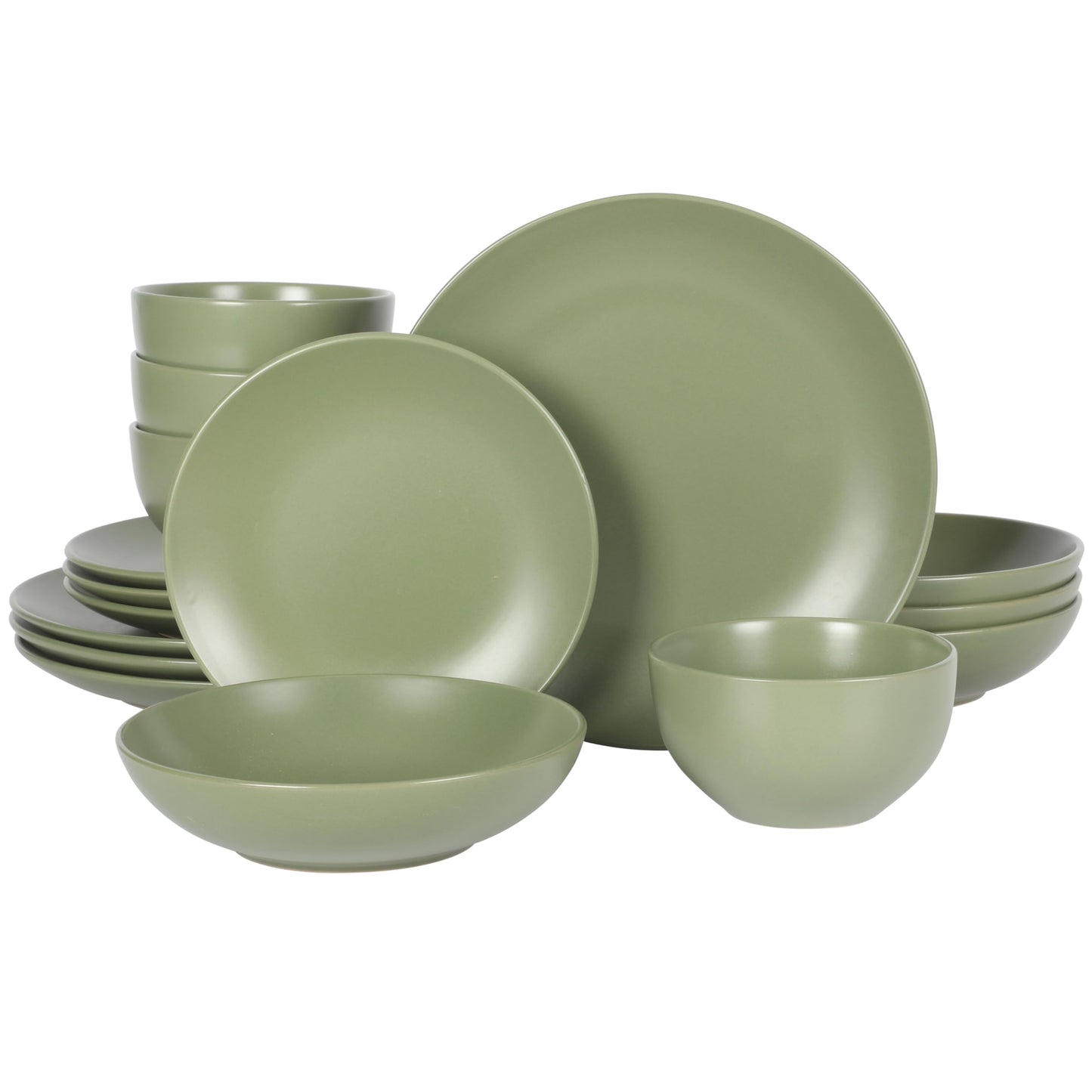 Gibson Home Rockaway 12-Piece Stoneware Dinnerware Set, Matte Finish, Service for 4, Modern Ceramic Plates and Bowls, Microwave & Dishwasher Safe – Soft Gray - Service for 4
