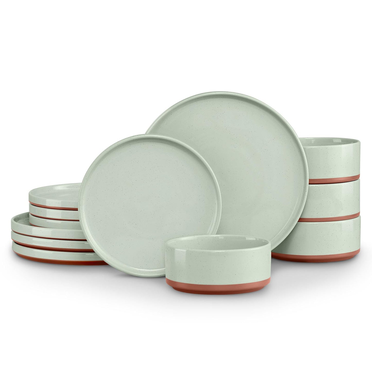 LIANYU Plates and Bowls Sets, 12 Pieces Stoneware Dinnerware Set for 4, Modern Kitchen Dinner Set Ceramic Dishware Dishes Set, Microwave and Dishwasher Safe, Cloud White