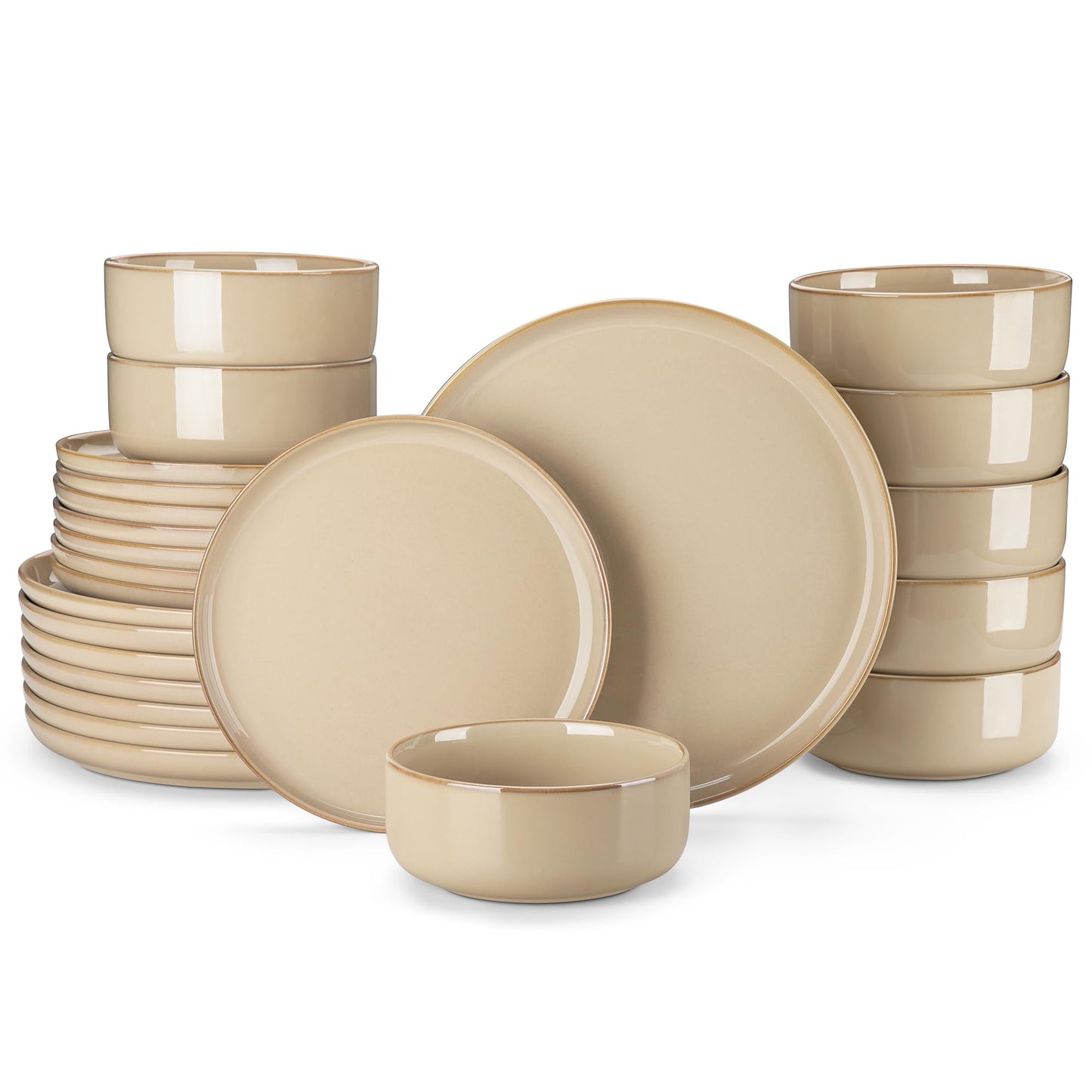 vancasso PLAYA Plates and Bowls Sets, 12 Pieces Grey-Blue Dinnerware Sets for Kitchen, Reactive Glaze Dishes Set for 4, Dishwasher and Microwave Safe