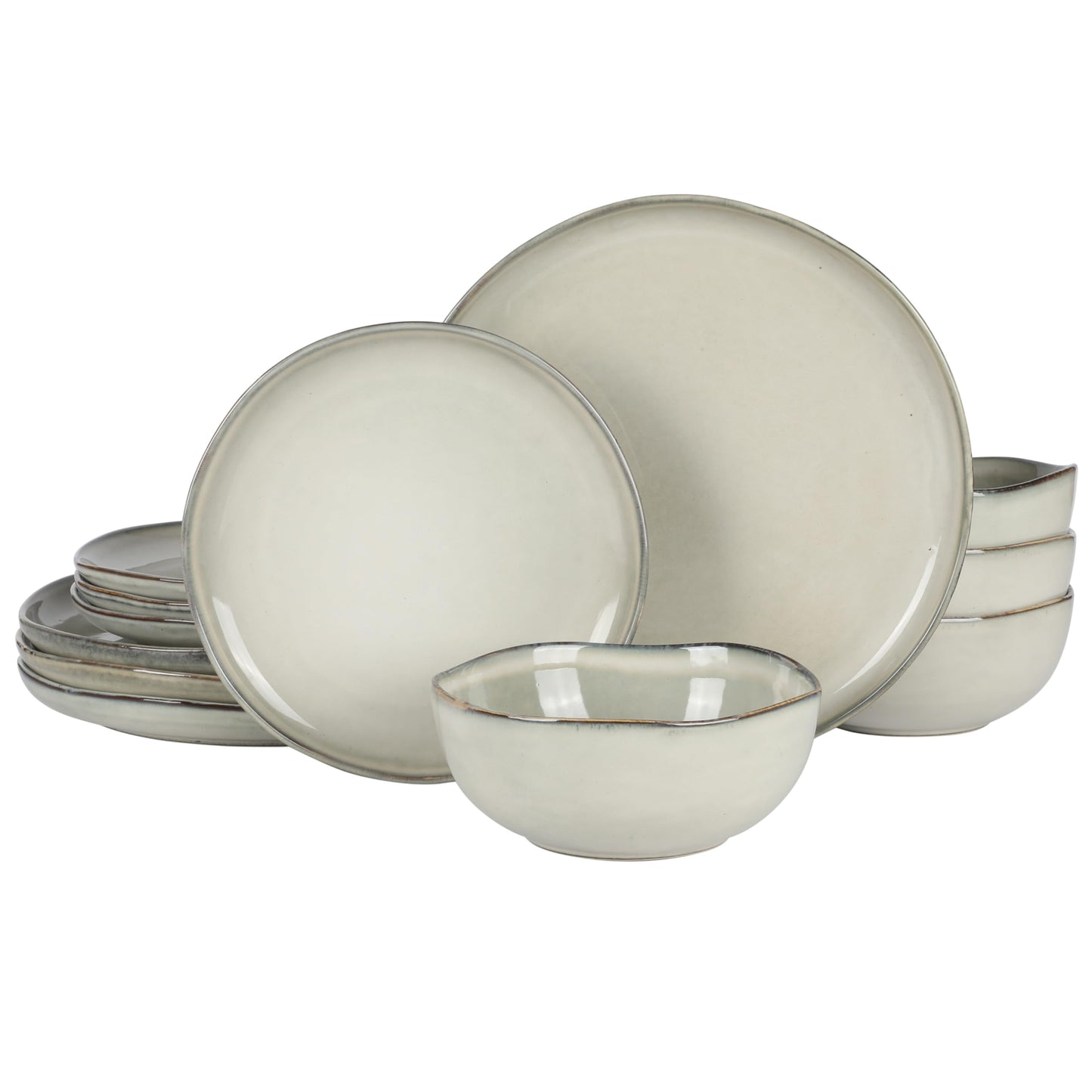 Gibson Elite Soho Lounge Square 16-Piece Dinnerware Set, Service for 4, Reactive Glaze Stoneware Plates and Bowls, Modern Dishes, Microwave & Dishwasher Safe – Red and Black