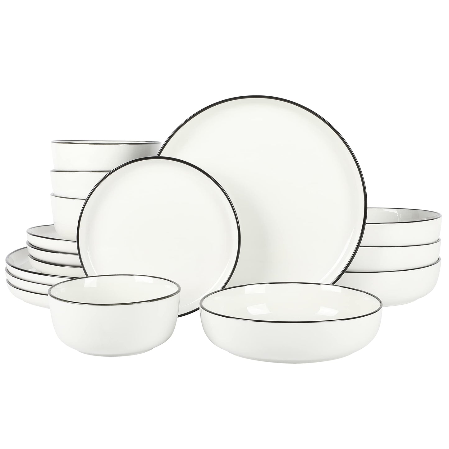 Gibson Home Oslo Dinnerware Set for 4, 16-Piece White Porcelain Plates and Bowls — Ceramic Dish Set | Microwave & Dishwasher Safe