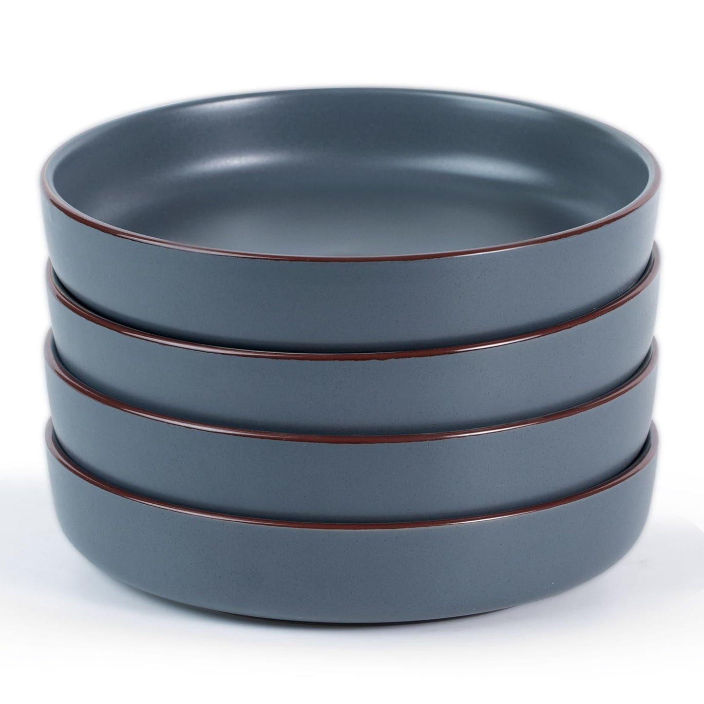 famiware Mercury Pasta Bowls Set of 4, 33 oz Large Salad Bowls, Ceramic Pasta Plates Bowls, Serving Bowls for Kitchen, Microwave & Dishwasher Safe, Charcoal