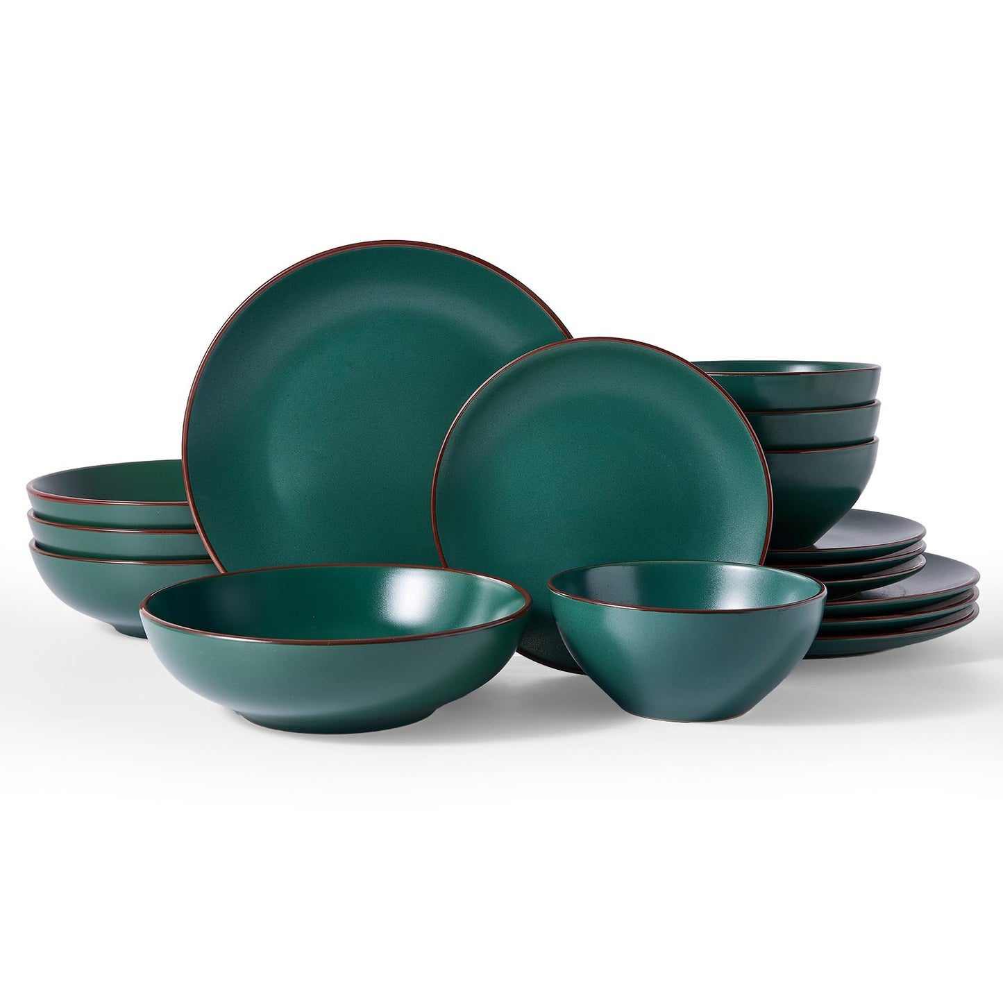 Famiware Venus Plates and Bowls Sets with Trim, 12 Pieces Speckled Stoneware Dishes Dinnerware Set for 4, Matte Dark Gray - Microwave & Dishwasher Safe, Modern Minimalist, Everyday & Formal Dining