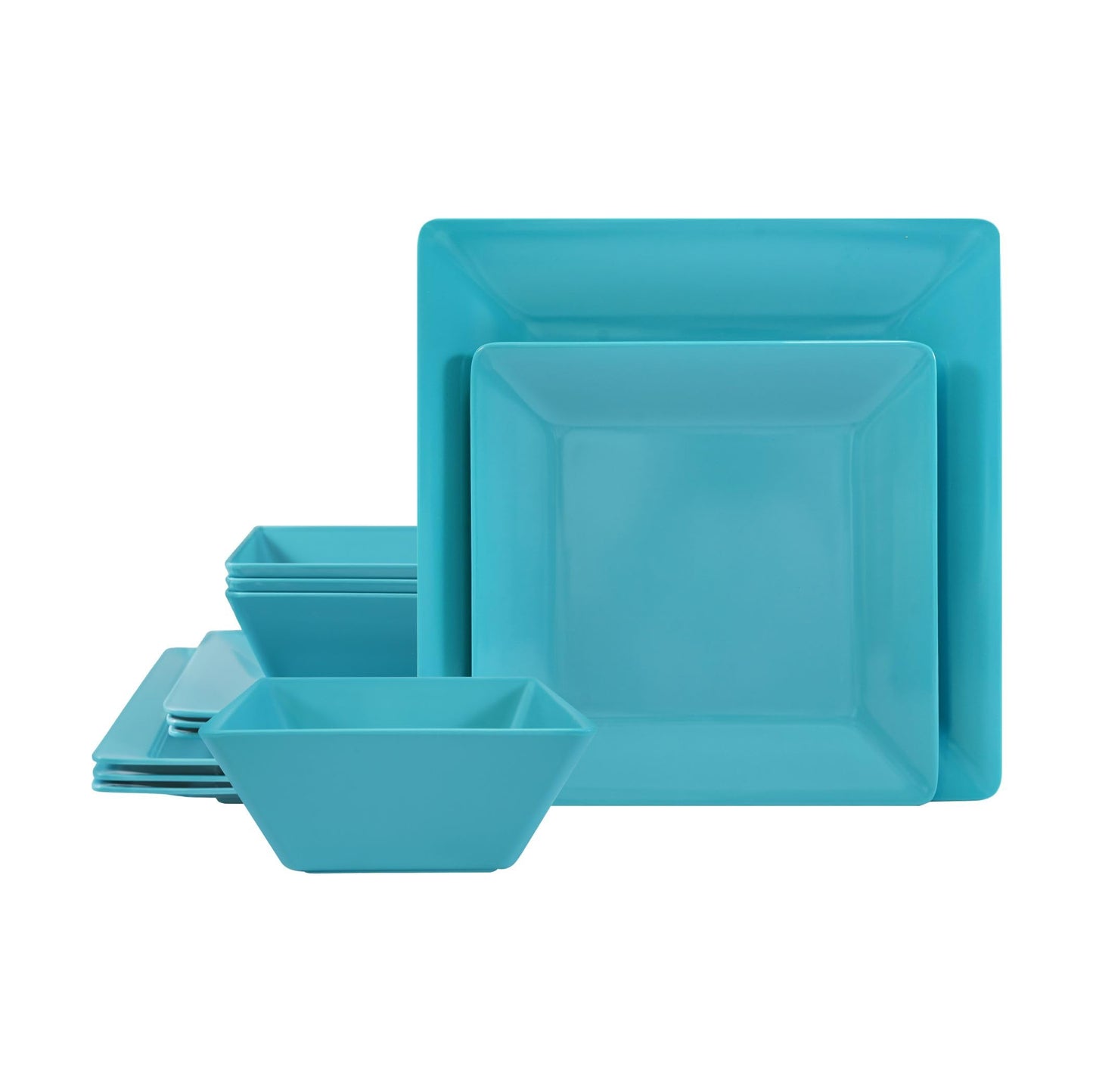TP 12-Piece Melamine Dinnerware Sets, Plates and Bowls Dishes Set for 4, Break-Resistant & Non-Microwavable, Lightweight Dinner Plates, Wood Grain