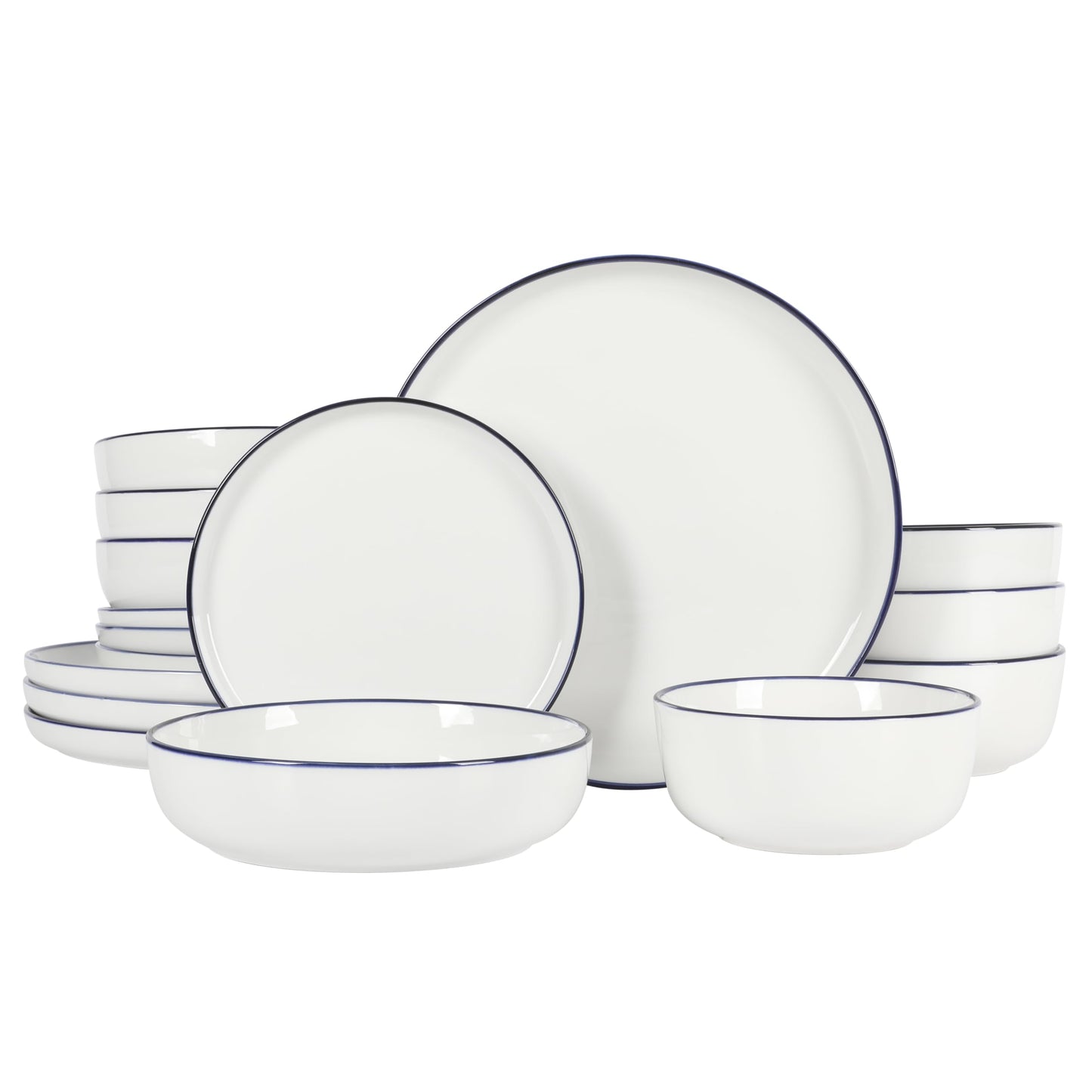 Gibson Home Oslo Dinnerware Set for 4, 16-Piece White Porcelain Plates and Bowls — Ceramic Dish Set | Microwave & Dishwasher Safe