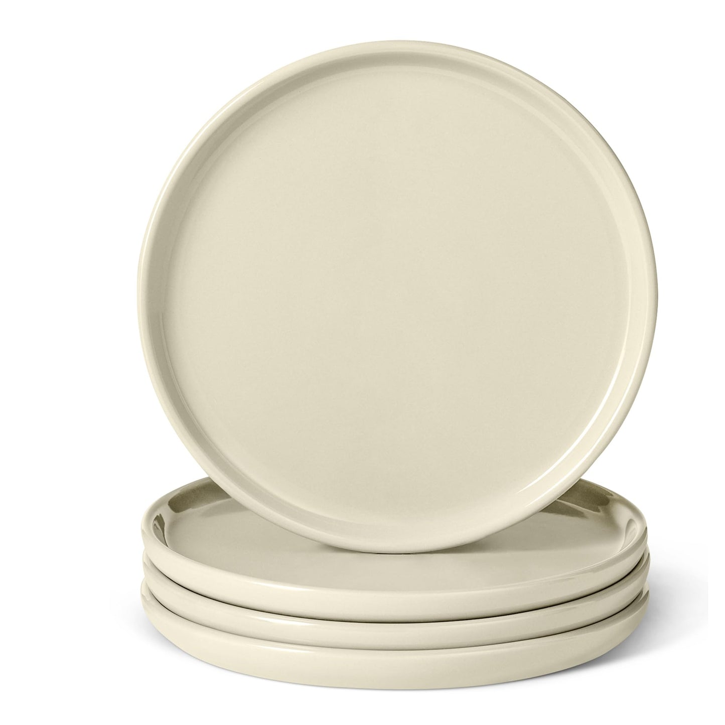 Amazon Basics Glazed Stoneware Dinnerware Set, Ceramic, Dishwasher-Safe, Freezer-Safe, 4 Full Place Settings, 12-Piece, Ivory