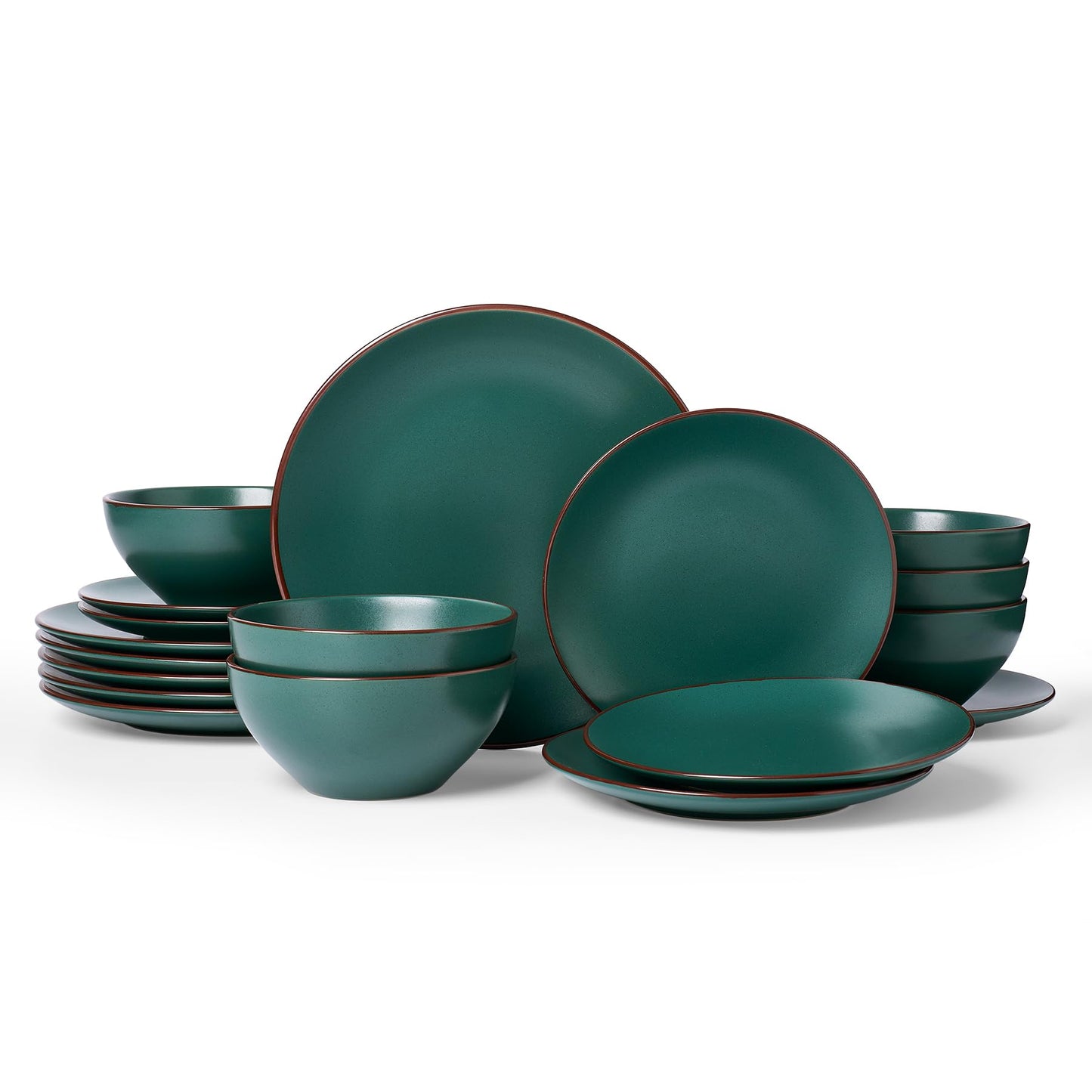 Famiware Venus Plates and Bowls Sets with Trim, 12 Pieces Speckled Stoneware Dishes Dinnerware Set for 4, Matte Dark Gray - Microwave & Dishwasher Safe, Modern Minimalist, Everyday & Formal Dining
