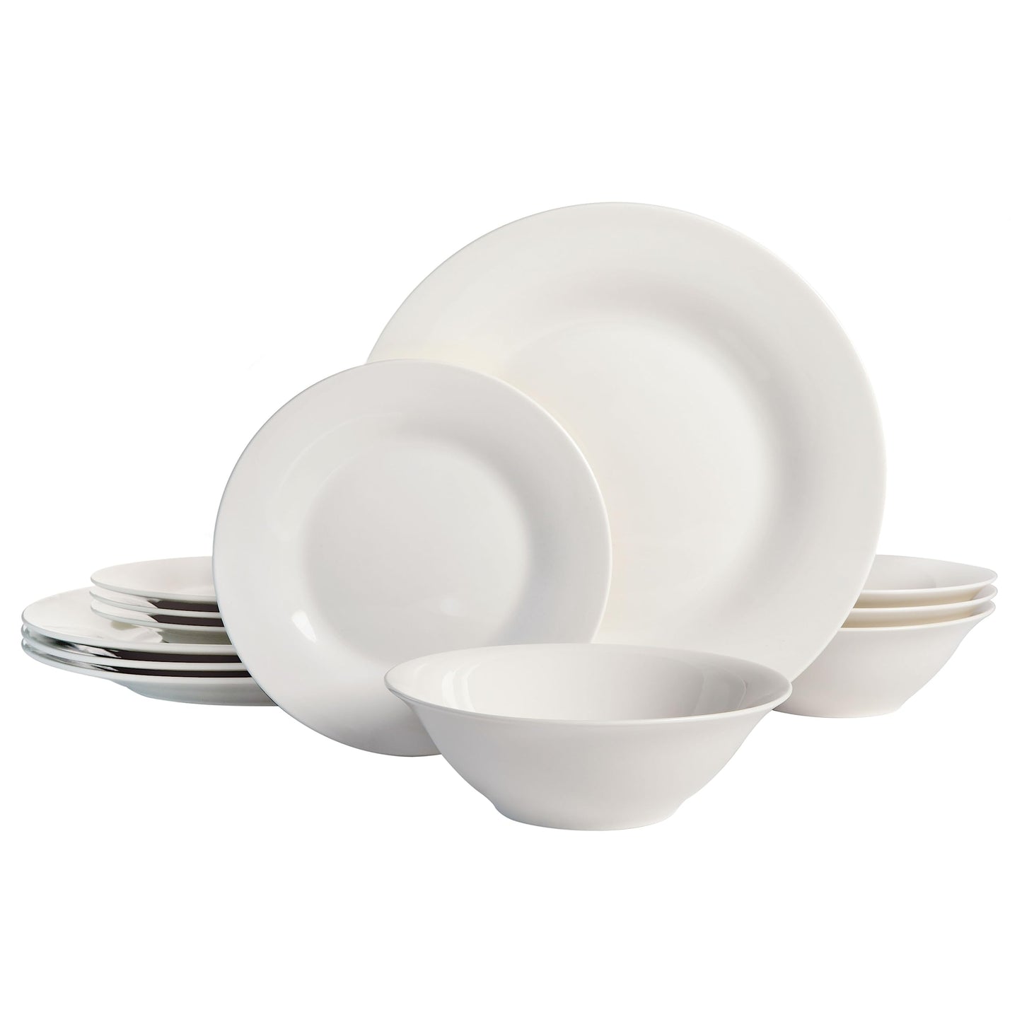 Gibson Home Zen Buffet White Porcelain Dinnerware Set for 4, Square Plates Bowls and Mugs, Chip and Scratch Resistant, Dishwasher and Microwave Safe, 16 Piece