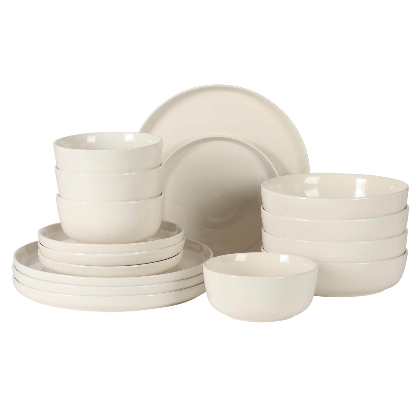 Gibson Home Oslo Dinnerware Set for 4, 16-Piece White Porcelain Plates and Bowls — Ceramic Dish Set | Microwave & Dishwasher Safe