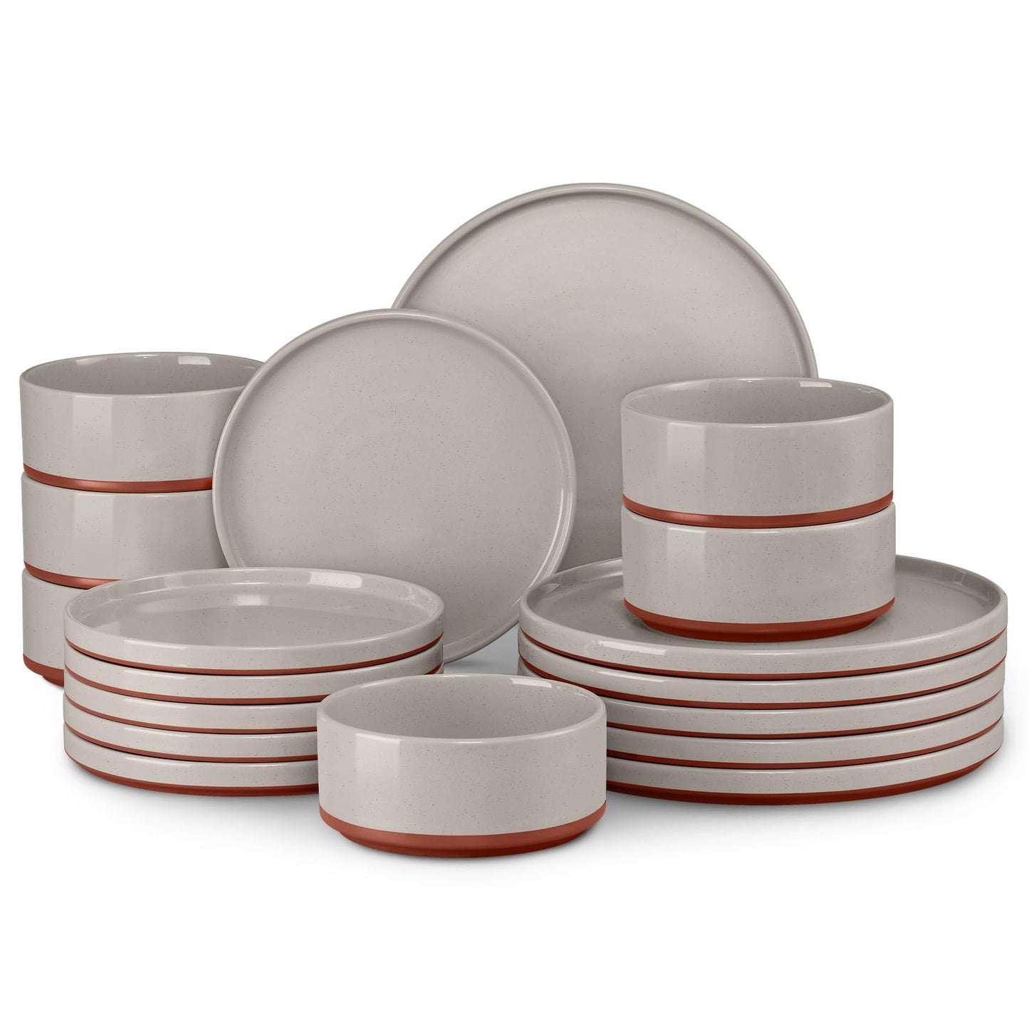 LIANYU Plates and Bowls Sets, 12 Pieces Stoneware Dinnerware Set for 4, Modern Kitchen Dinner Set Ceramic Dishware Dishes Set, Microwave and Dishwasher Safe, Cloud White