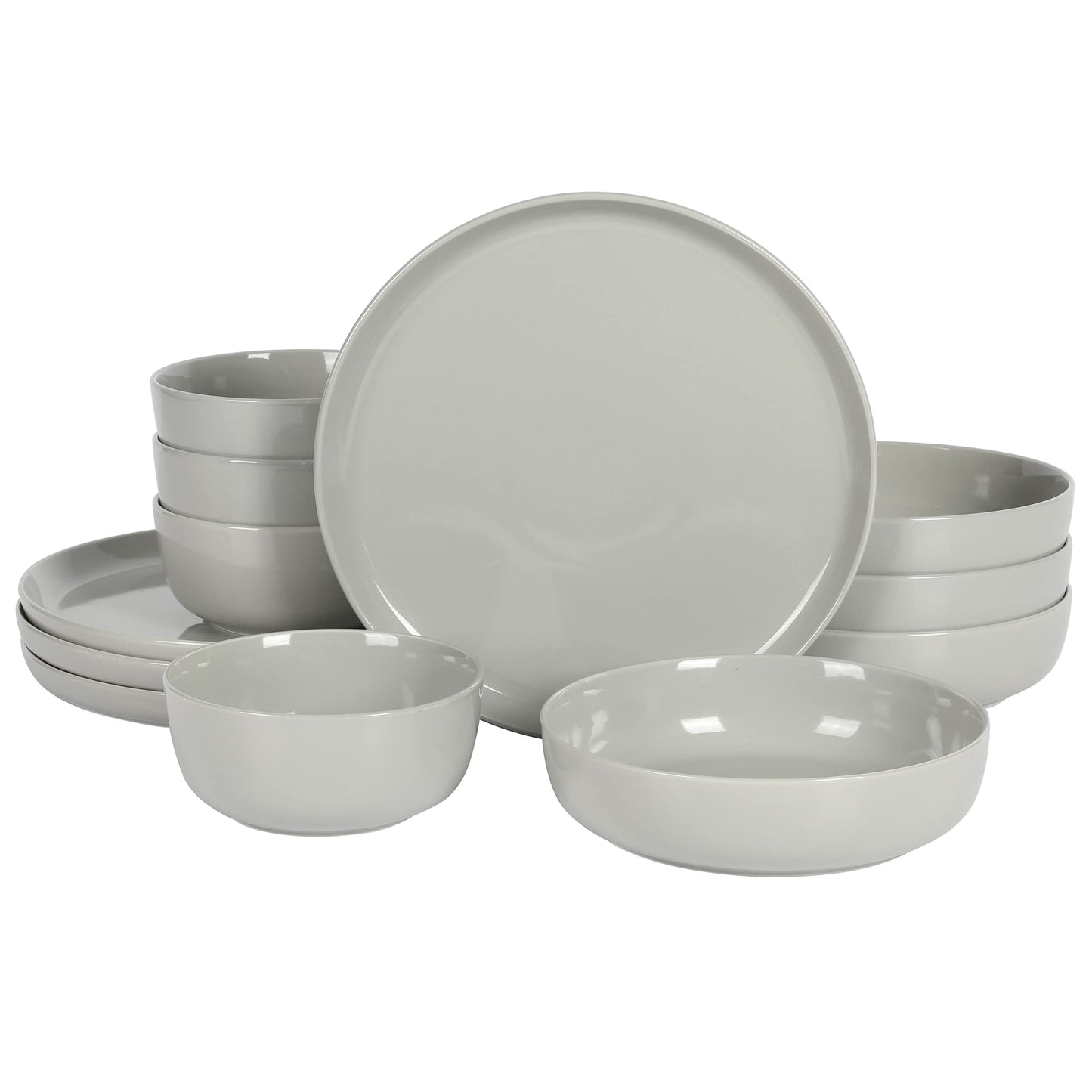 Gibson Home Oslo Dinnerware Set for 4, 16-Piece White Porcelain Plates and Bowls — Ceramic Dish Set | Microwave & Dishwasher Safe