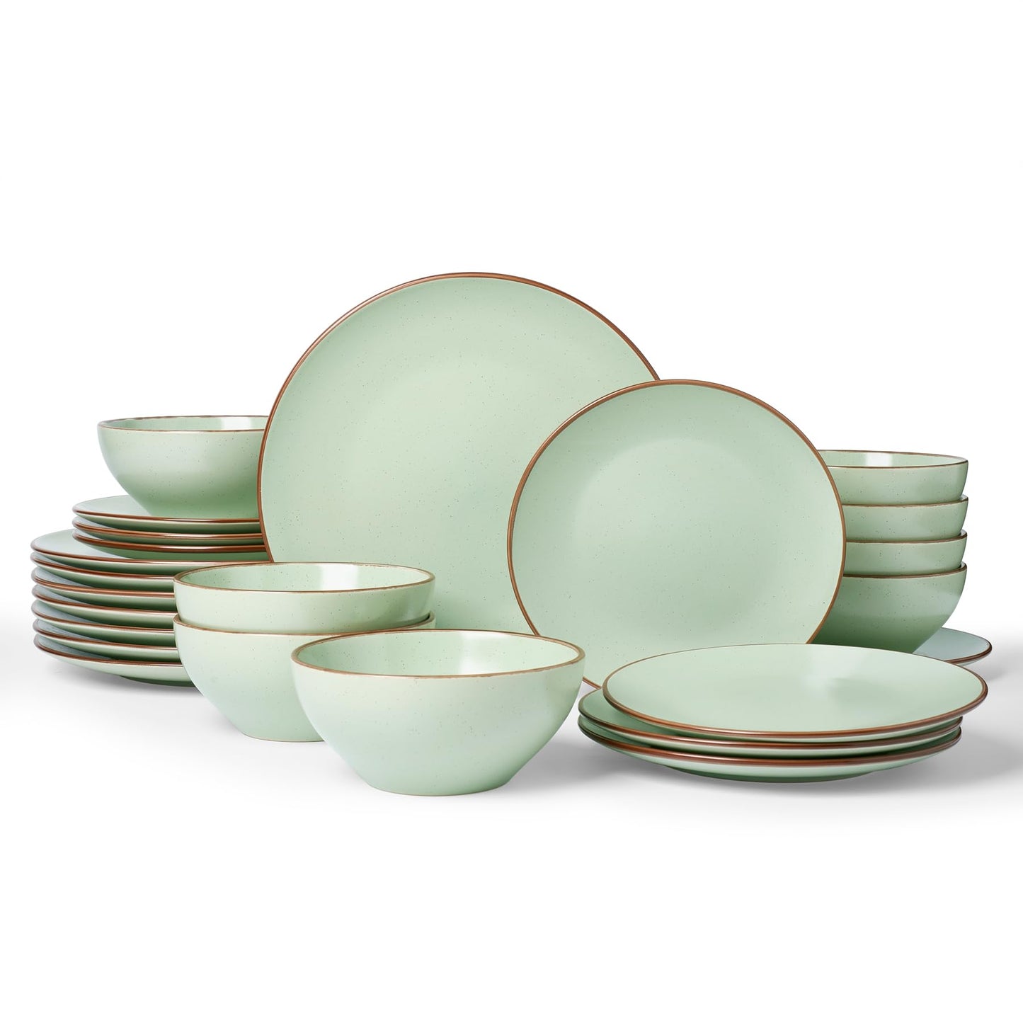 Famiware Venus Plates and Bowls Sets with Trim, 12 Pieces Speckled Stoneware Dishes Dinnerware Set for 4, Matte Dark Gray - Microwave & Dishwasher Safe, Modern Minimalist, Everyday & Formal Dining