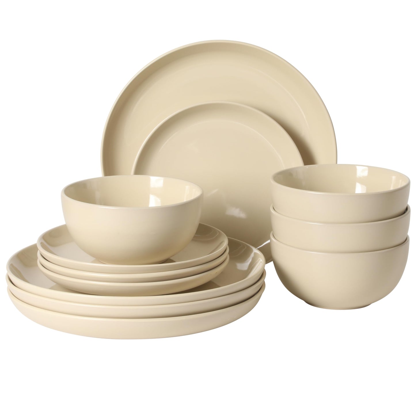 Gibson Home Rockaway 12-Piece Stoneware Dinnerware Set, Service for 4 – Modern Round Plates and Bowls, Dishwasher & Microwave Safe, Black
