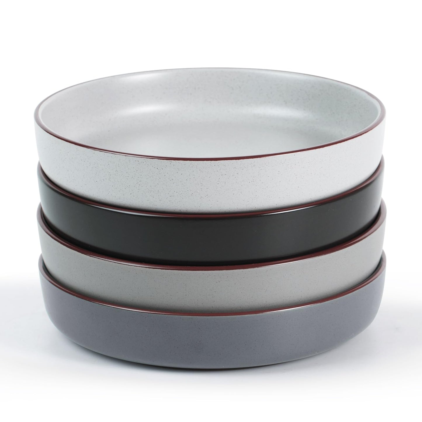 famiware Mercury Pasta Bowls Set of 4, 33 oz Large Salad Bowls, Ceramic Pasta Plates Bowls, Serving Bowls for Kitchen, Microwave & Dishwasher Safe, Charcoal