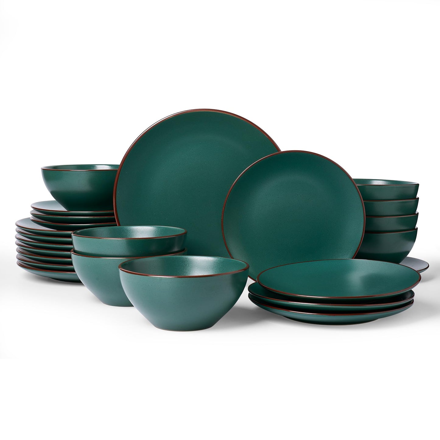Famiware Venus Plates and Bowls Sets with Trim, 12 Pieces Speckled Stoneware Dishes Dinnerware Set for 4, Matte Dark Gray - Microwave & Dishwasher Safe, Modern Minimalist, Everyday & Formal Dining