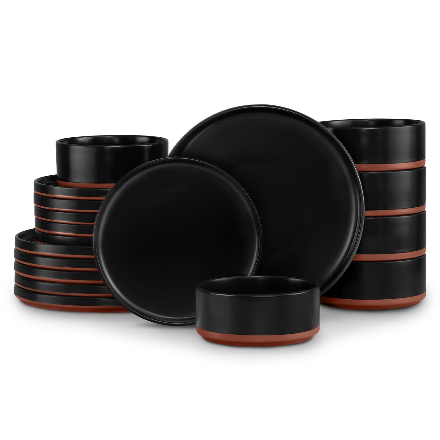 LIANYU Plates and Bowls Sets, 12 Pieces Stoneware Dinnerware Set for 4, Modern Kitchen Dinner Set Ceramic Dishware Dishes Set, Microwave and Dishwasher Safe, Cloud White