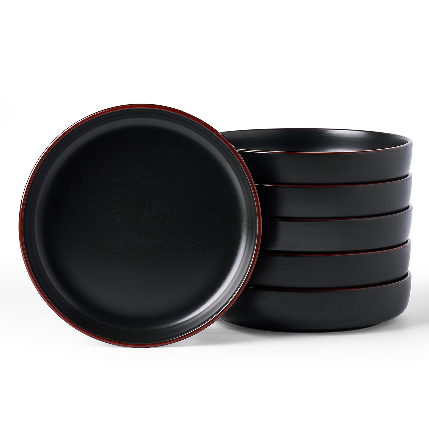 famiware Mercury Pasta Bowls Set of 4, 33 oz Large Salad Bowls, Ceramic Pasta Plates Bowls, Serving Bowls for Kitchen, Microwave & Dishwasher Safe, Charcoal