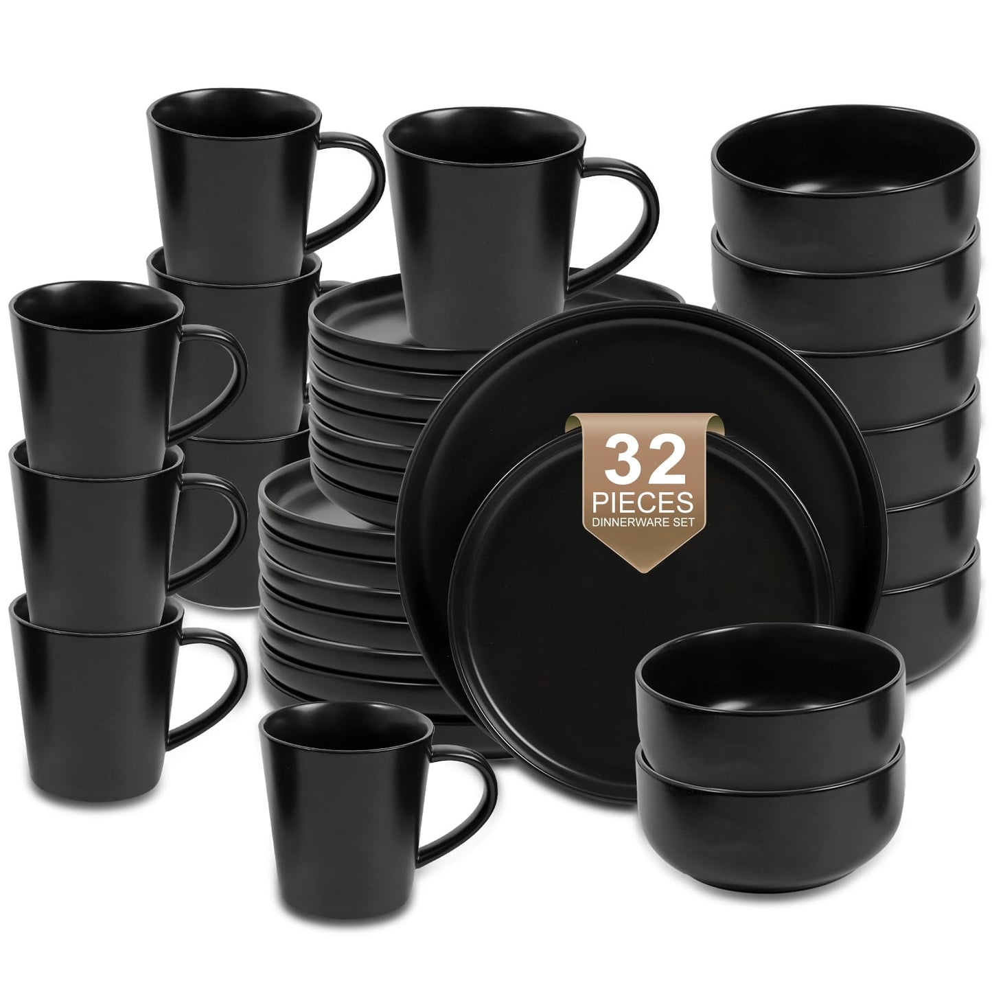 EWFEN Plates and Bowls Sets, 12 Pieces Ceramic Dinnerware Set for 4, Stoneware Dishware Dishes Set, Scratch Resistant Dishes Set, Dishwasher & Microwave Safe, White
