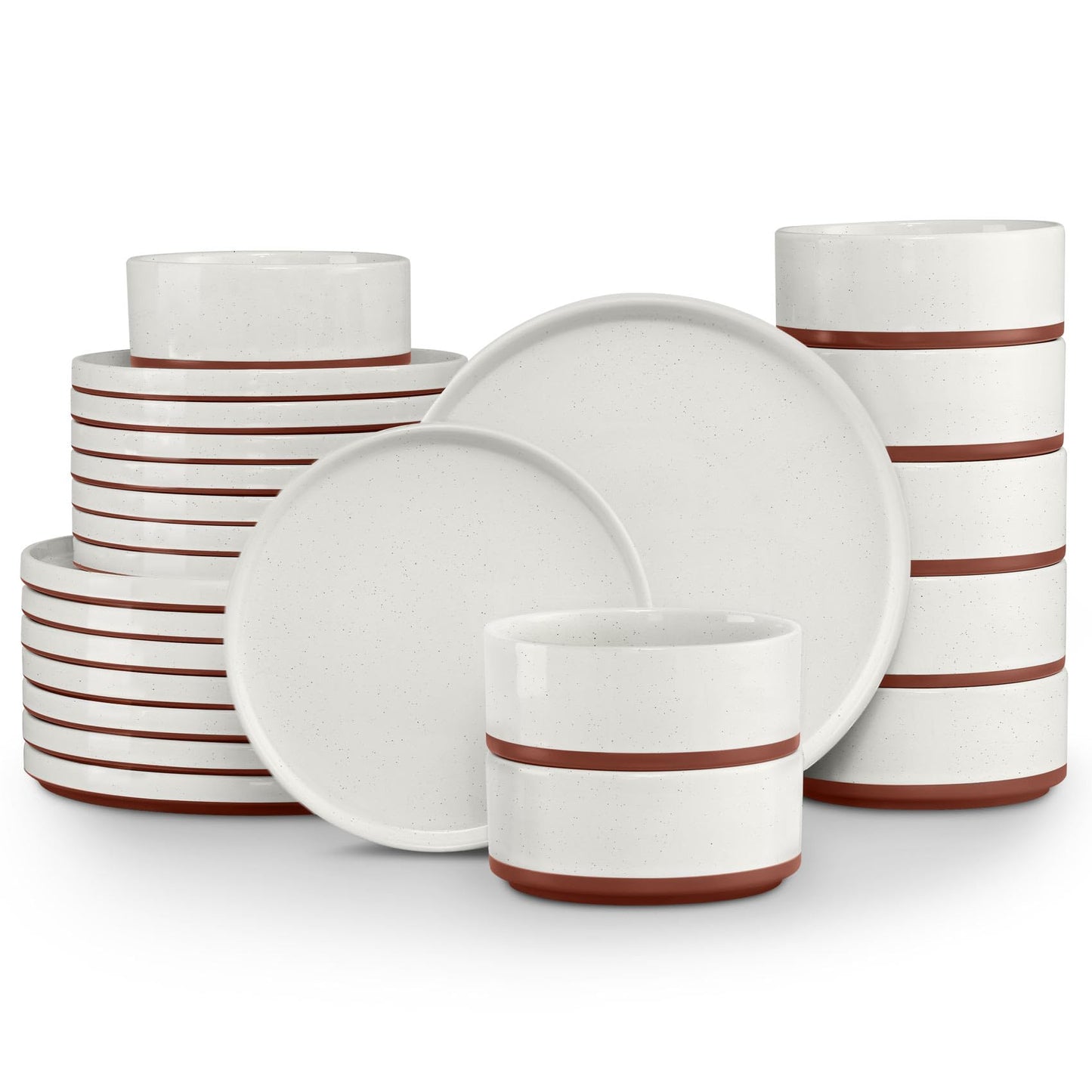 LIANYU Plates and Bowls Sets, 12 Pieces Stoneware Dinnerware Set for 4, Modern Kitchen Dinner Set Ceramic Dishware Dishes Set, Microwave and Dishwasher Safe, Cloud White