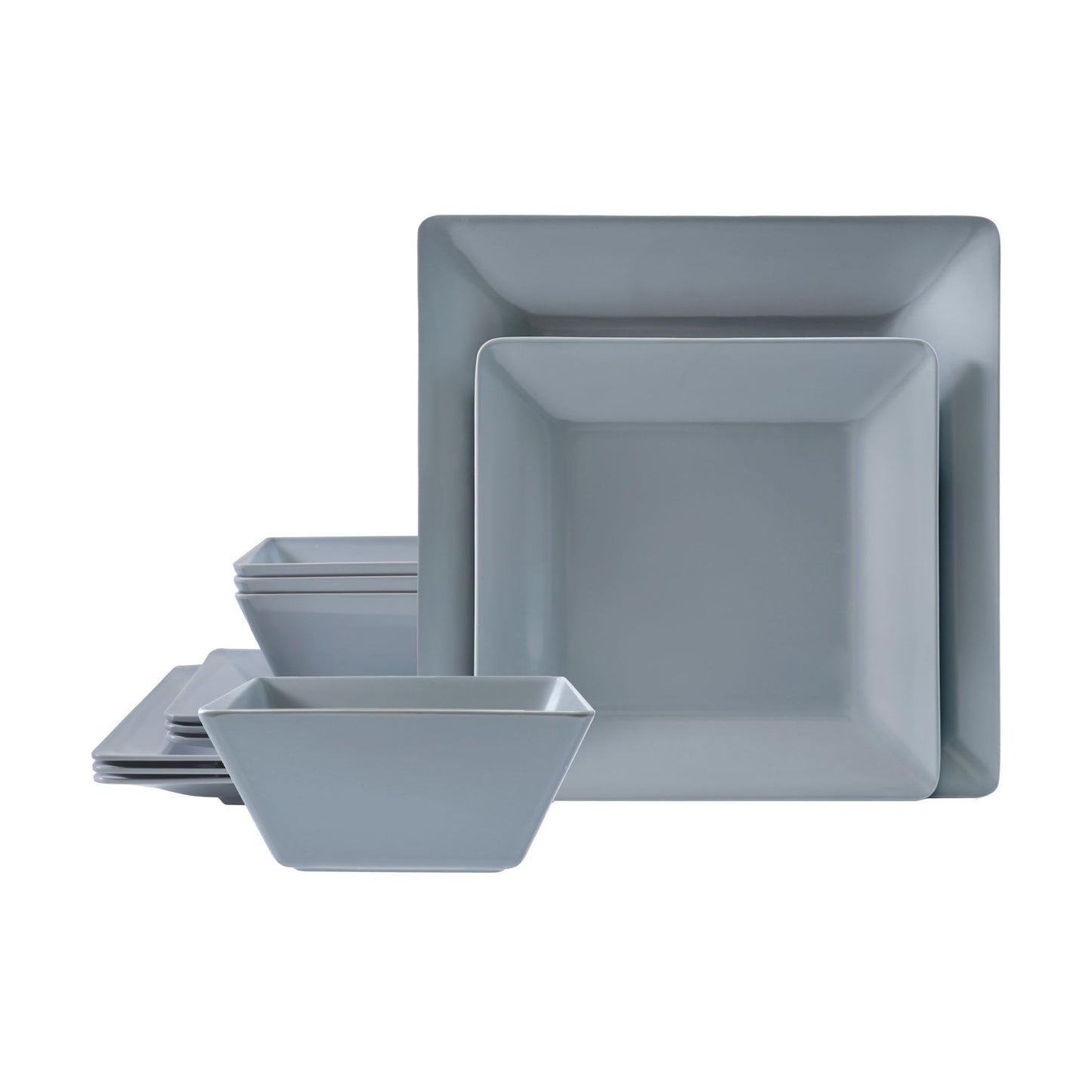TP 12-Piece Melamine Dinnerware Sets, Plates and Bowls Dishes Set for 4, Break-Resistant & Non-Microwavable, Lightweight Dinner Plates, Wood Grain