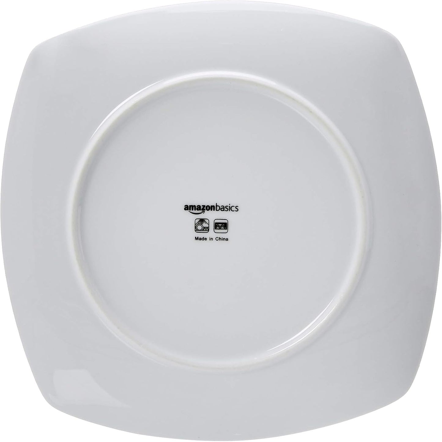 Amazon Basics Square Dinnerware Set for 6, Plates and Bowls for Kitchen, 18-Piece, Dishwasher and Microwave Safe, Modern Beams