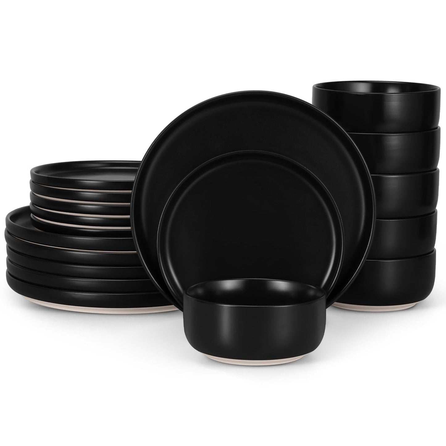 LIANYU Plates and Bowls Sets, 12 Pieces Stoneware Dinnerware Set for 4, Modern Kitchen Dinner Set Ceramic Dishware Dishes Set, Microwave and Dishwasher Safe, Cloud White