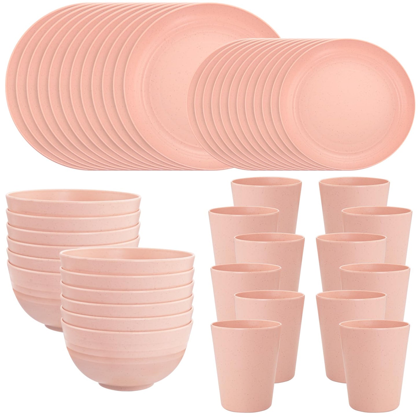 LIYH 48 Pcs Black Wheat Straw Plates and Bowls Dinnerware Set for 12, Camping Dish Set, Dishwasher Safe, Unbreakable Plastic Camper Dishes