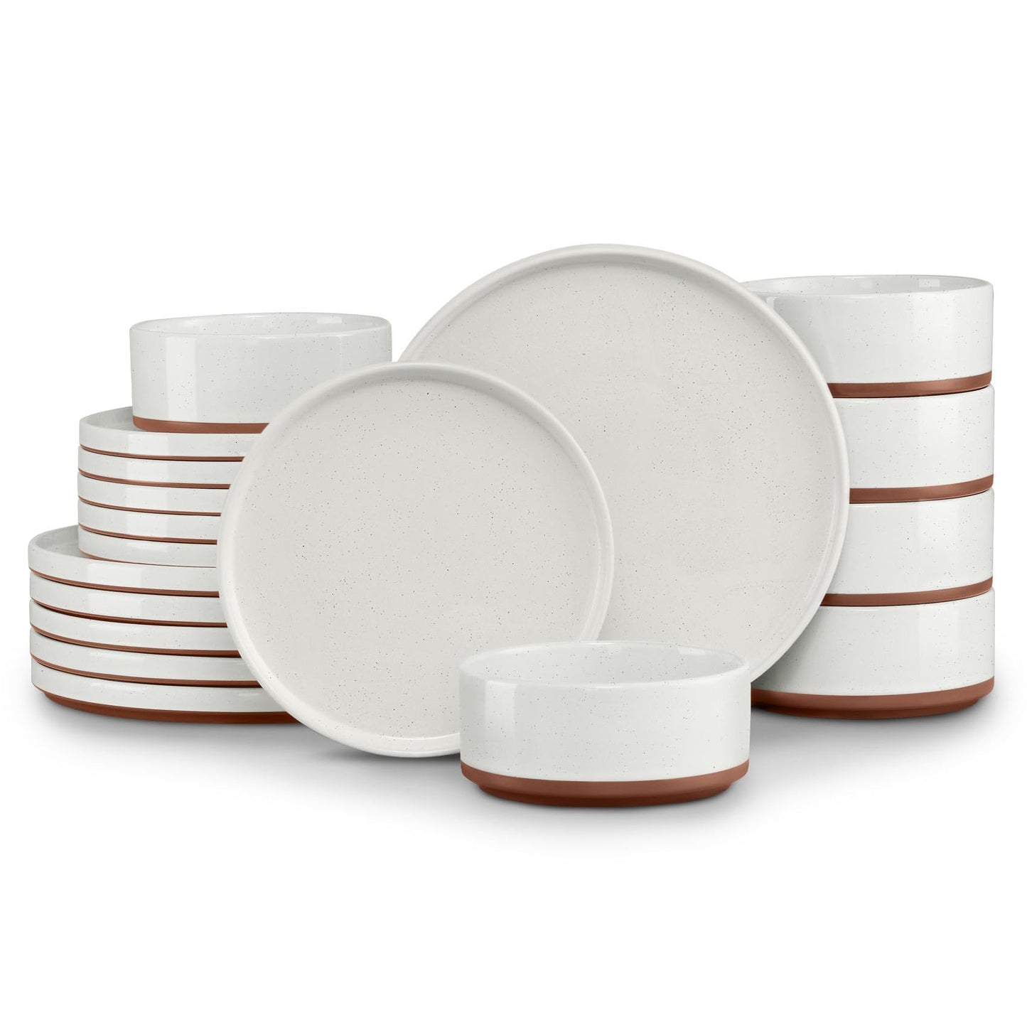 LIANYU Plates and Bowls Sets, 12 Pieces Stoneware Dinnerware Set for 4, Modern Kitchen Dinner Set Ceramic Dishware Dishes Set, Microwave and Dishwasher Safe, Cloud White
