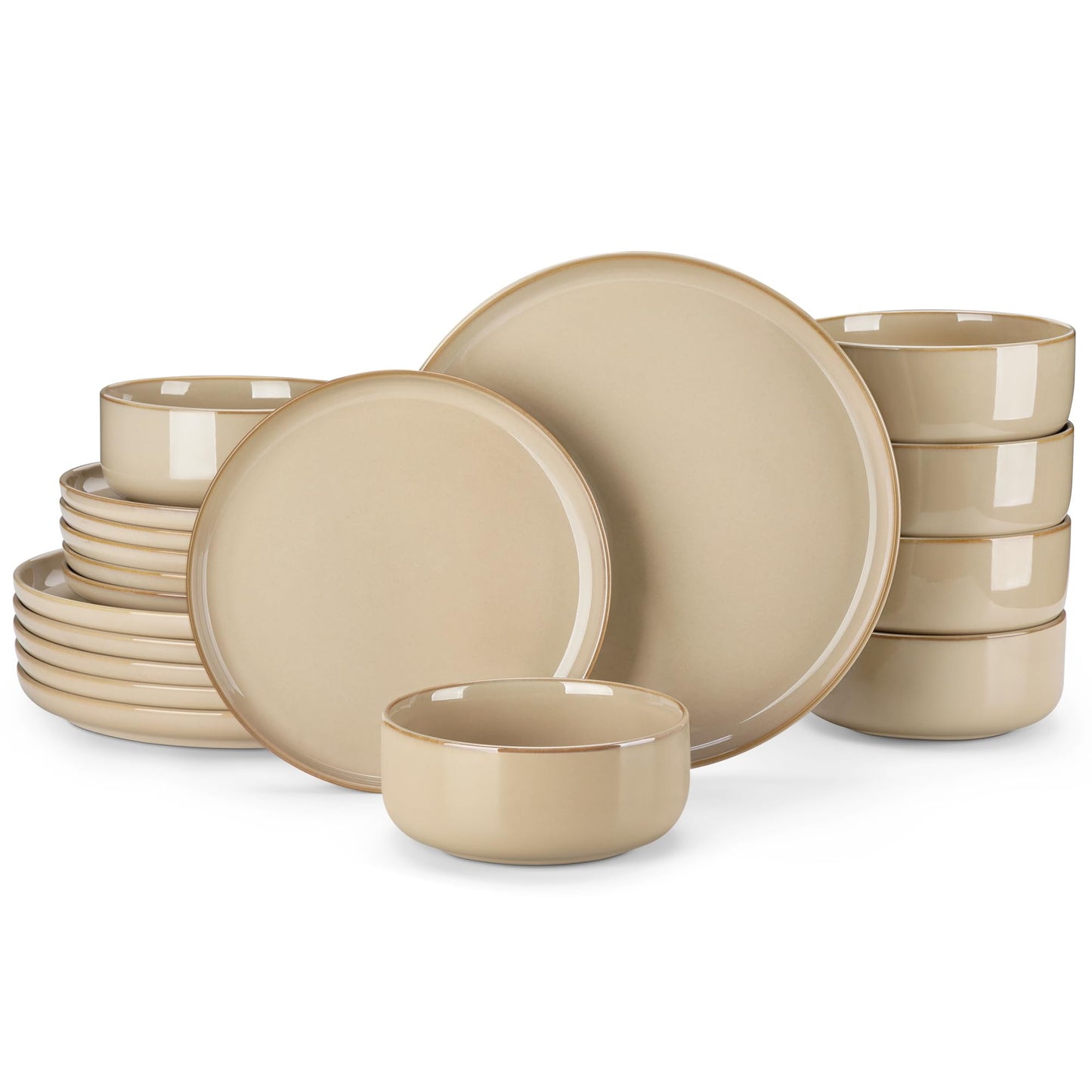 vancasso PLAYA Plates and Bowls Sets, 12 Pieces Grey-Blue Dinnerware Sets for Kitchen, Reactive Glaze Dishes Set for 4, Dishwasher and Microwave Safe