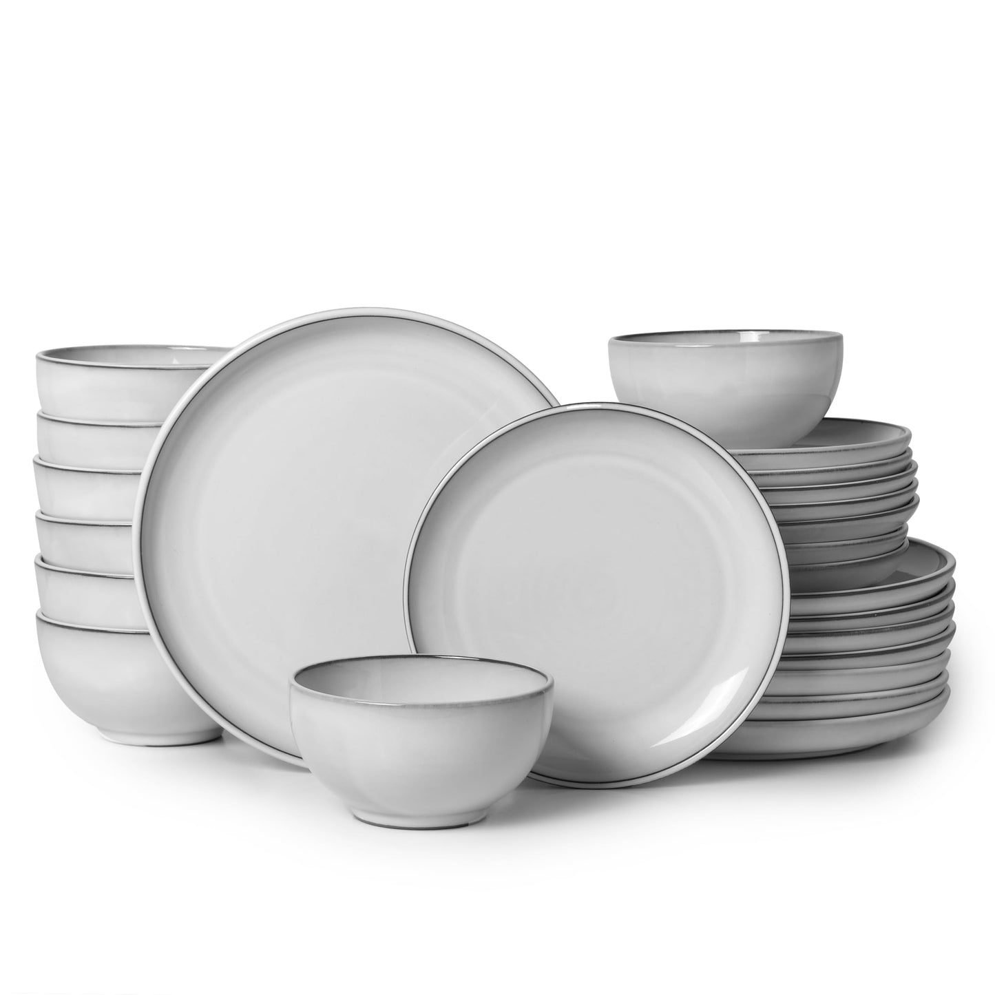Pokini Stoneware Dinnerware Sets Service for 4, 12 pcs Reactive Glaze Plates and Bowls Sets, Handmade Ceramic Dish Set, Highly Chip and Crack Resistant Modern Plate Set, Brown Green
