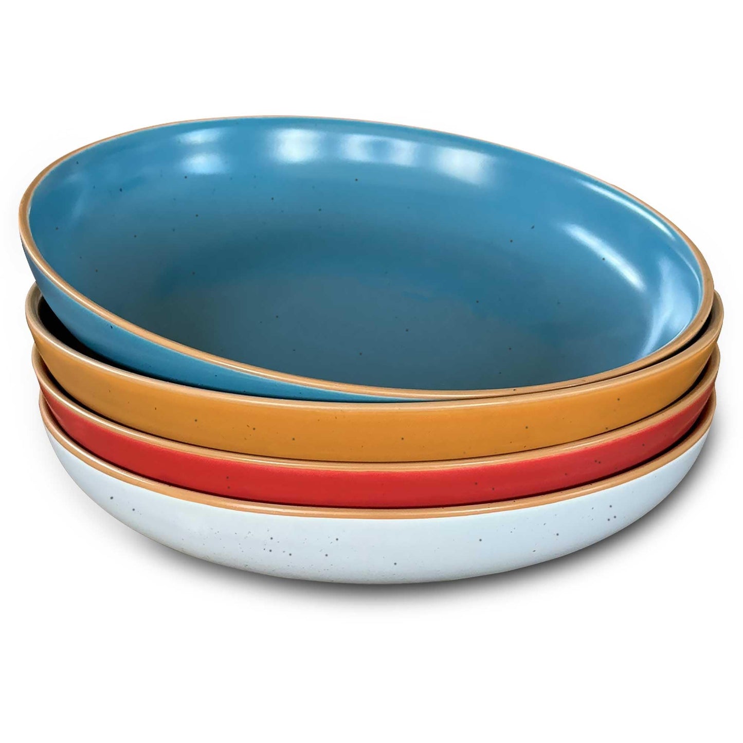 Mora Ceramic Artisan Matte Large Pasta Bowls 30oz, Set of 4 - Serving, Salad, Dinner, etc Kitchen Plate/Wide Bowl - Microwave, Oven, Dishwasher Safe - Modern Porcelain Stoneware Dishes, Safari Colors