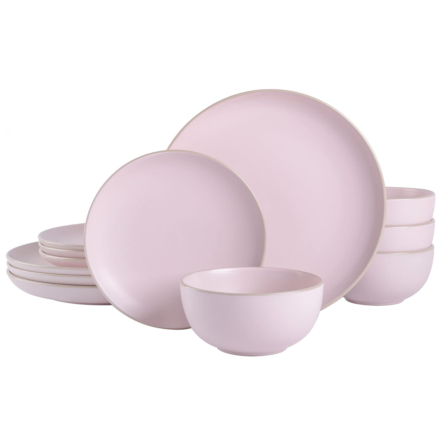Gibson Home Rockaway 12-Piece Stoneware Dinnerware Set, Service for 4 – Modern Round Plates and Bowls, Dishwasher & Microwave Safe, Black