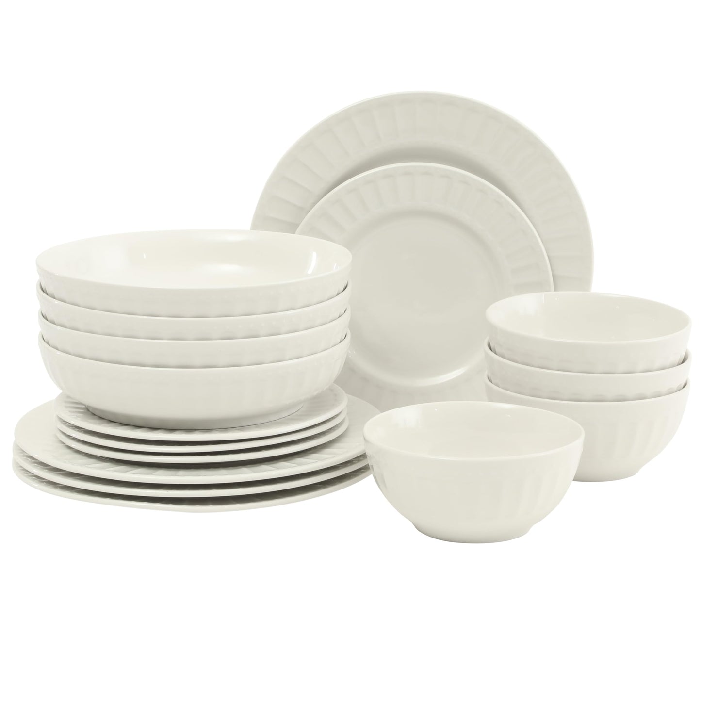 Gibson Home Oslo Dinnerware Set for 4, 16-Piece White Porcelain Plates and Bowls — Ceramic Dish Set | Microwave & Dishwasher Safe