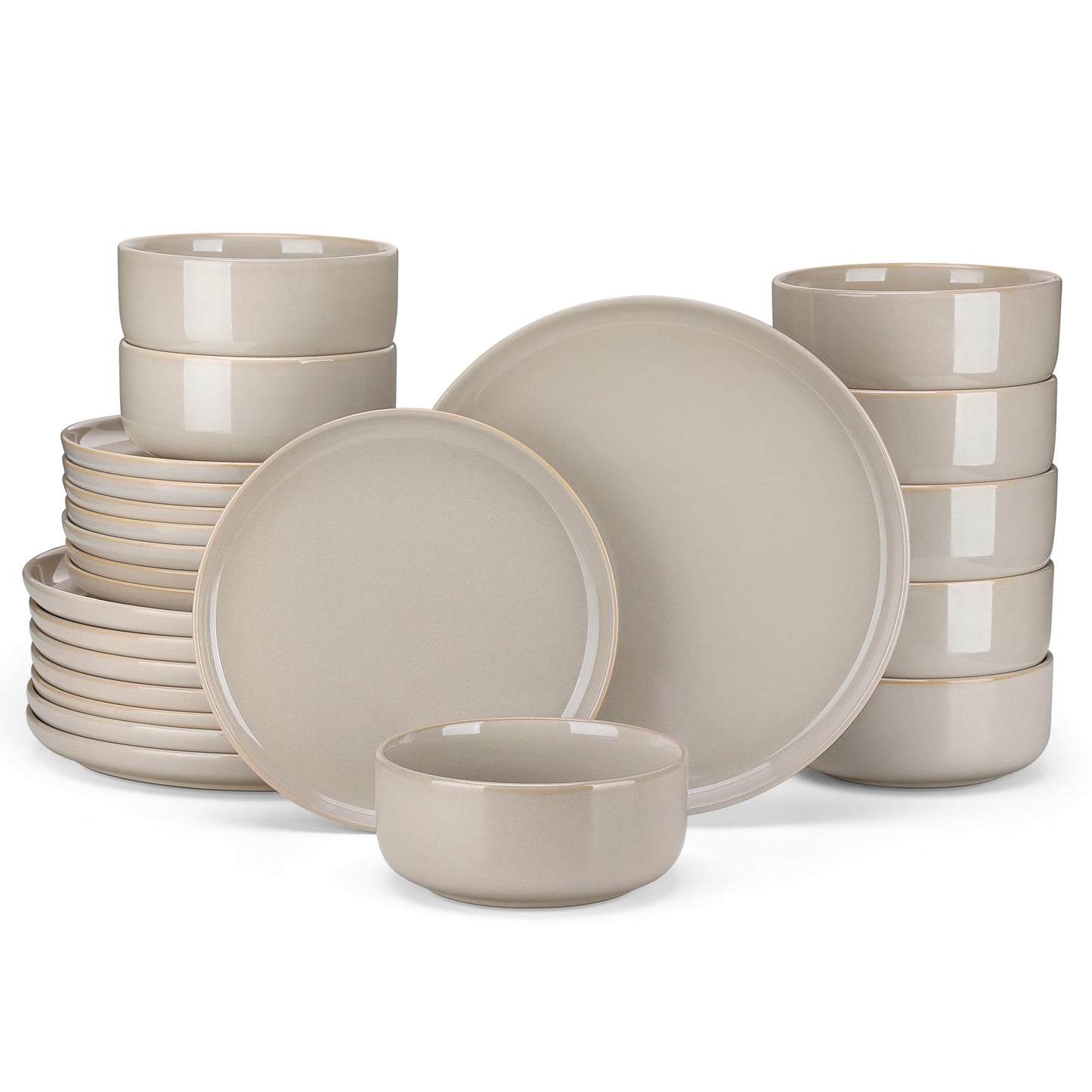 vancasso PLAYA Plates and Bowls Sets, 12 Pieces Grey-Blue Dinnerware Sets for Kitchen, Reactive Glaze Dishes Set for 4, Dishwasher and Microwave Safe