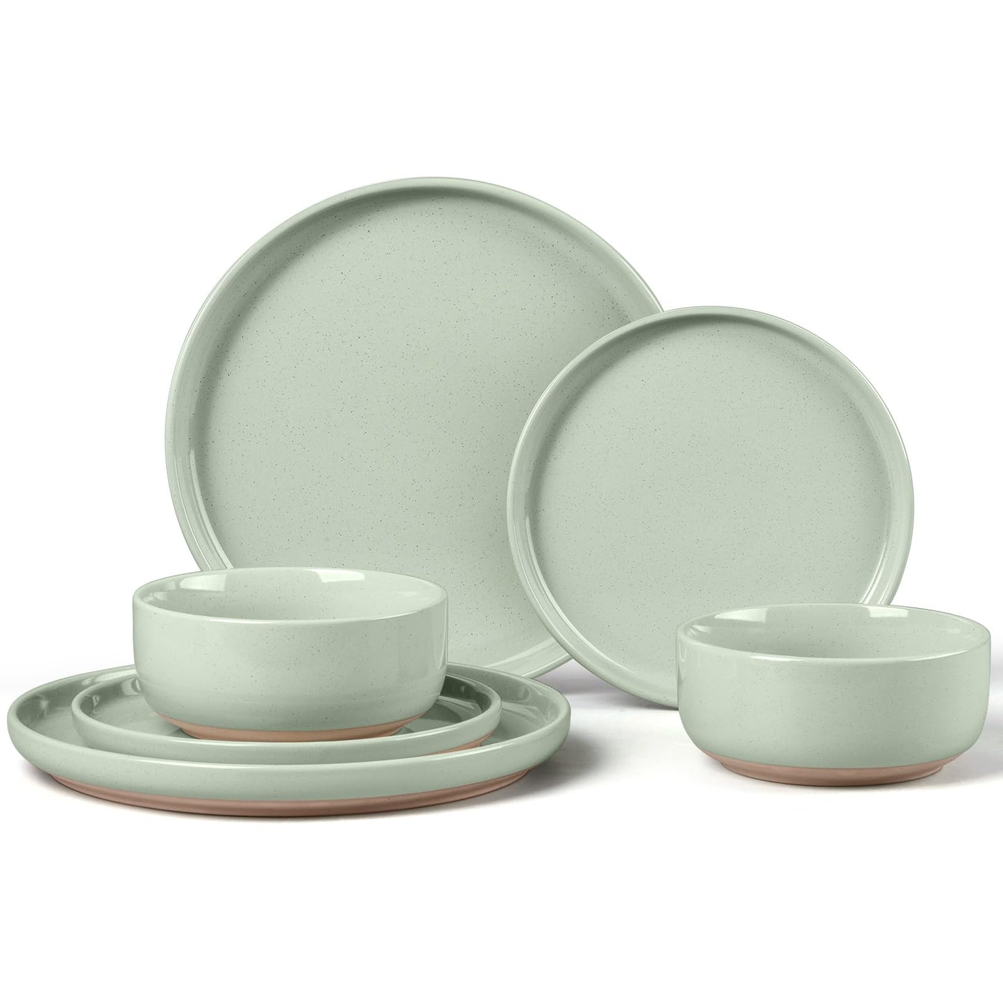 LIANYU Plates and Bowls Sets, 12 Pieces Stoneware Dinnerware Set for 4, Modern Kitchen Dinner Set Ceramic Dishware Dishes Set, Microwave and Dishwasher Safe, Cloud White